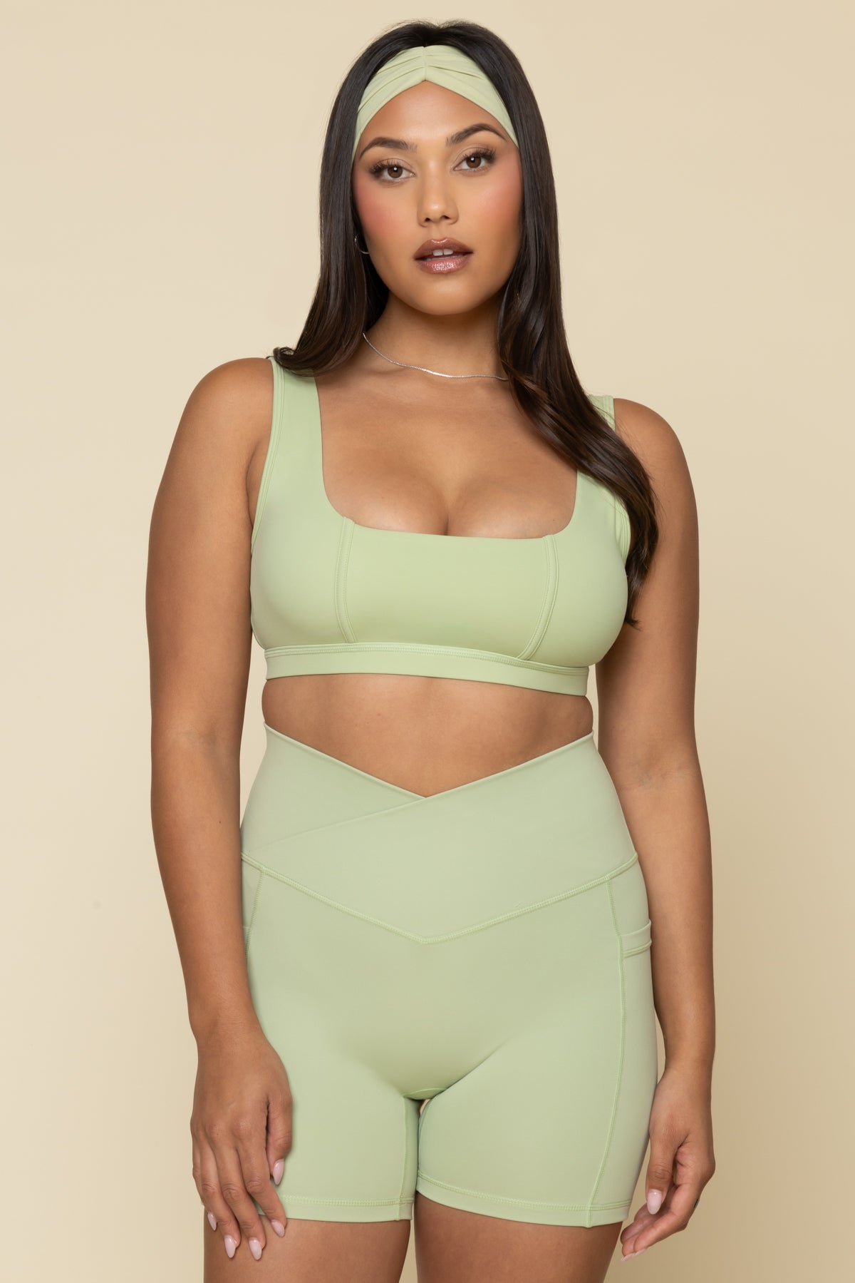 Crisscross Hourglass Midi Short with Pockets - Pistachio Buy Cheap Best