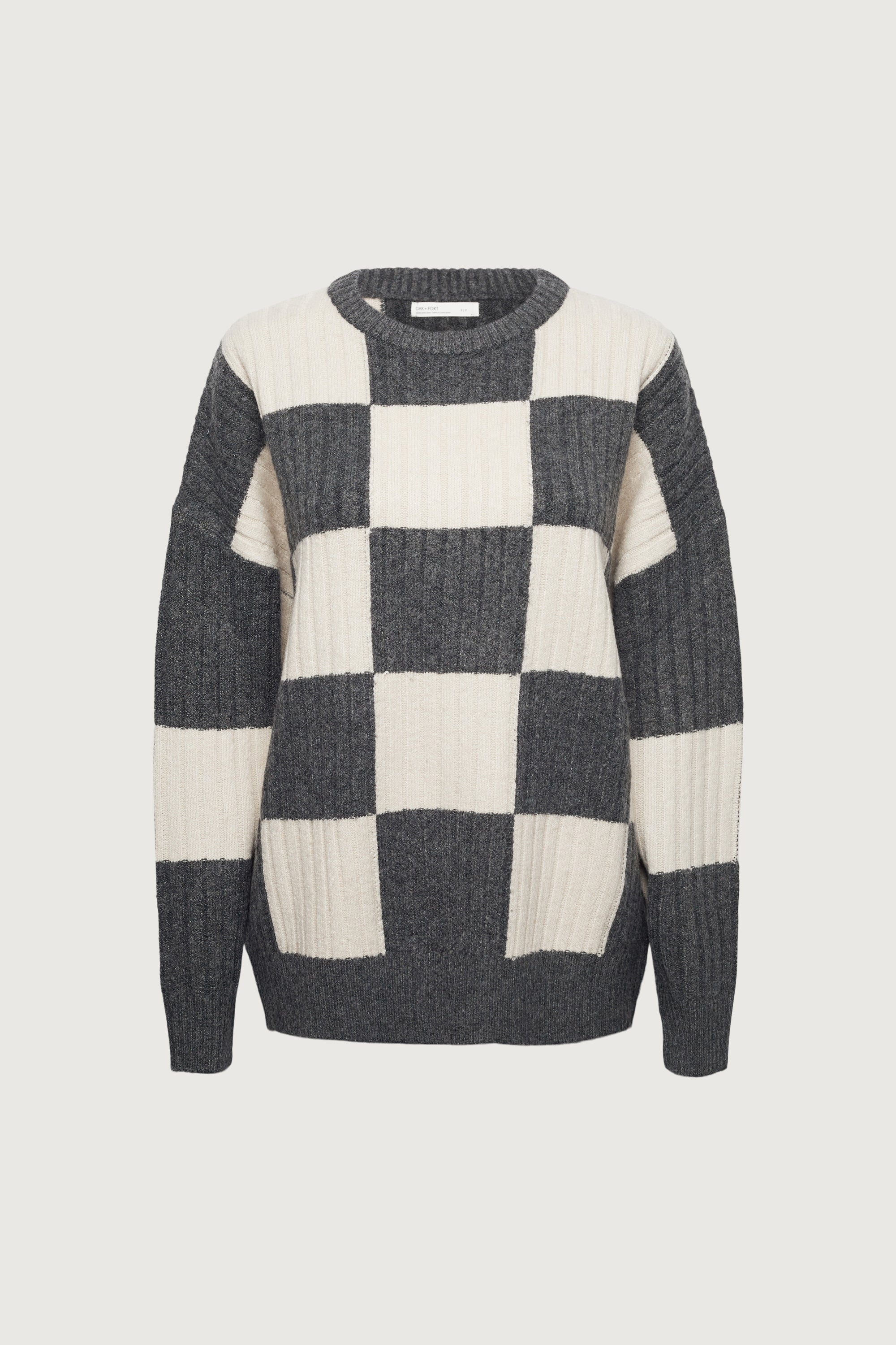 RIB-KNIT CHECKERED SWEATER Cheap Low Pice