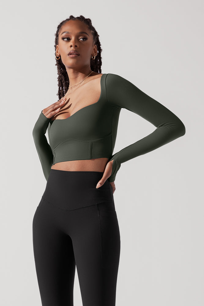 Sweetheart Long Sleeve Crop Top - Forestwood Cheap Online