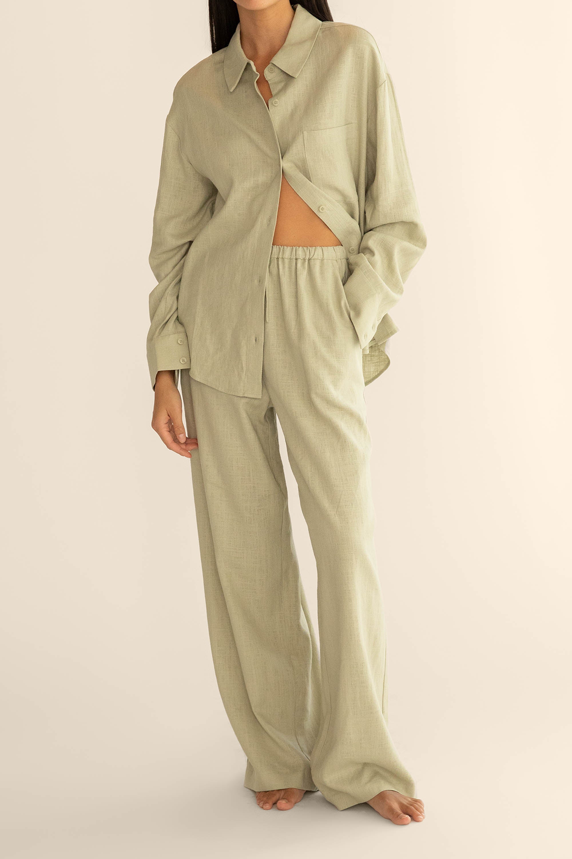 LINEN BLEND WIDE LEG PANT Store With Big Discount