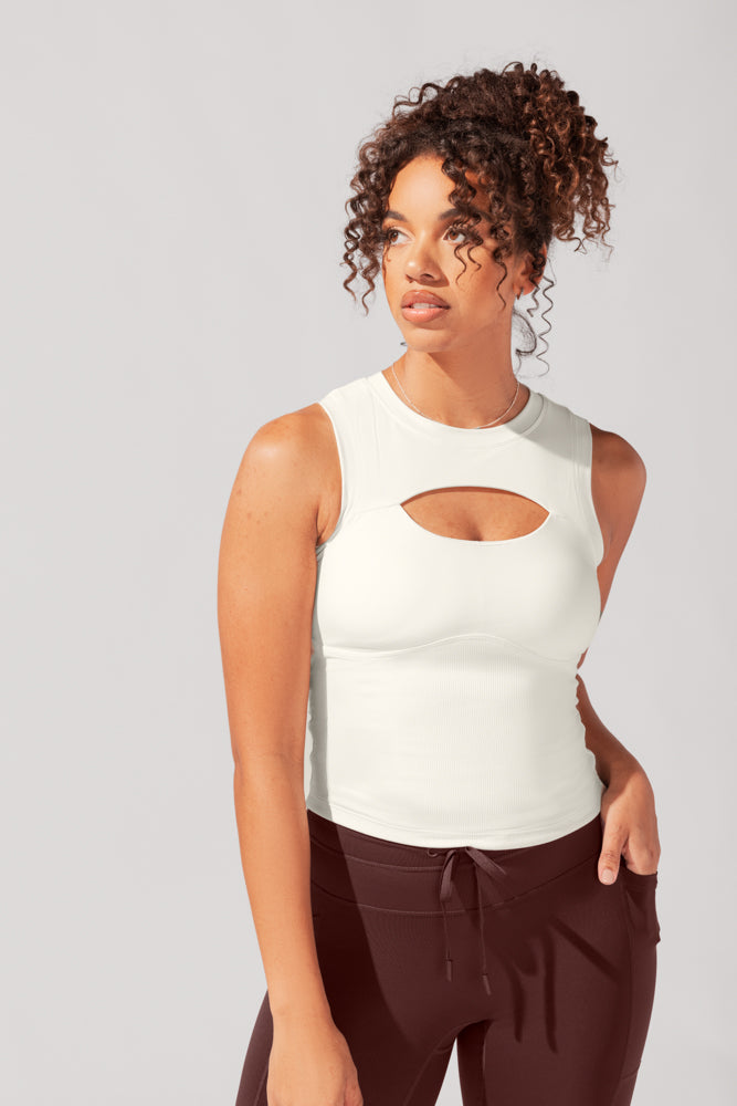 Peekaboo Crew Tank - Coconut Cream Safe Shopping Cheap Online