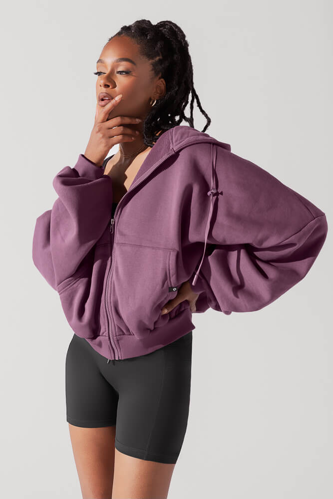 Zip Cloud Hoodie - Deep Plum Official For Sale