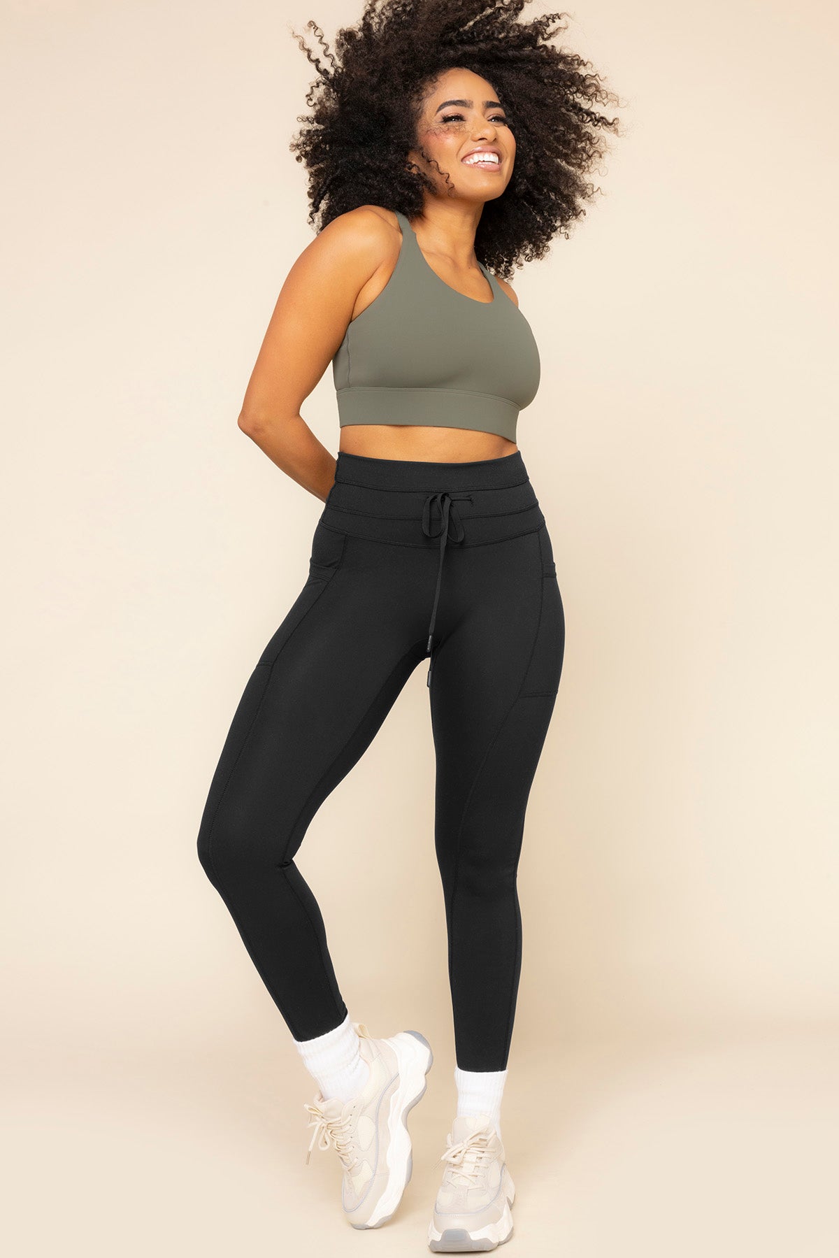 Cargo Leggings with Pockets - Black Affordable Online