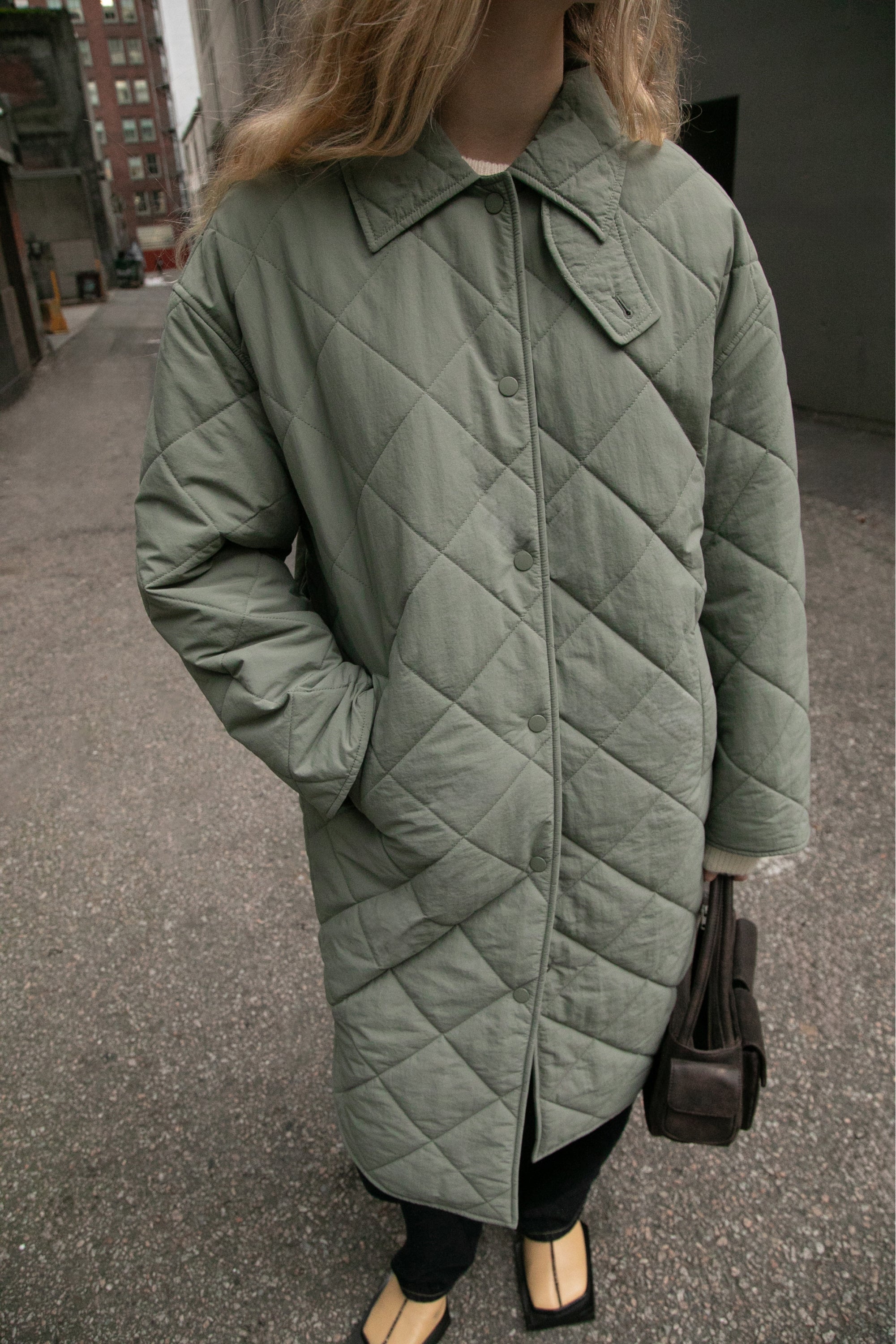 QUILTED PUFFER MIDI SHACKET Store With Big Discount