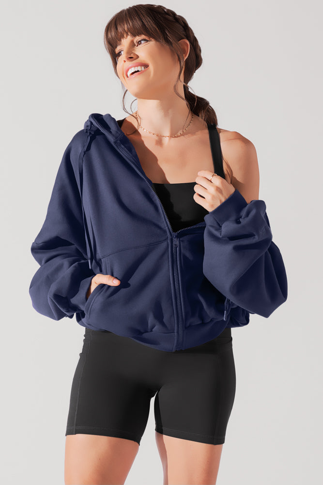 Zip Cloud Hoodie - Academic Navy Free Shipping 2025 Unisex