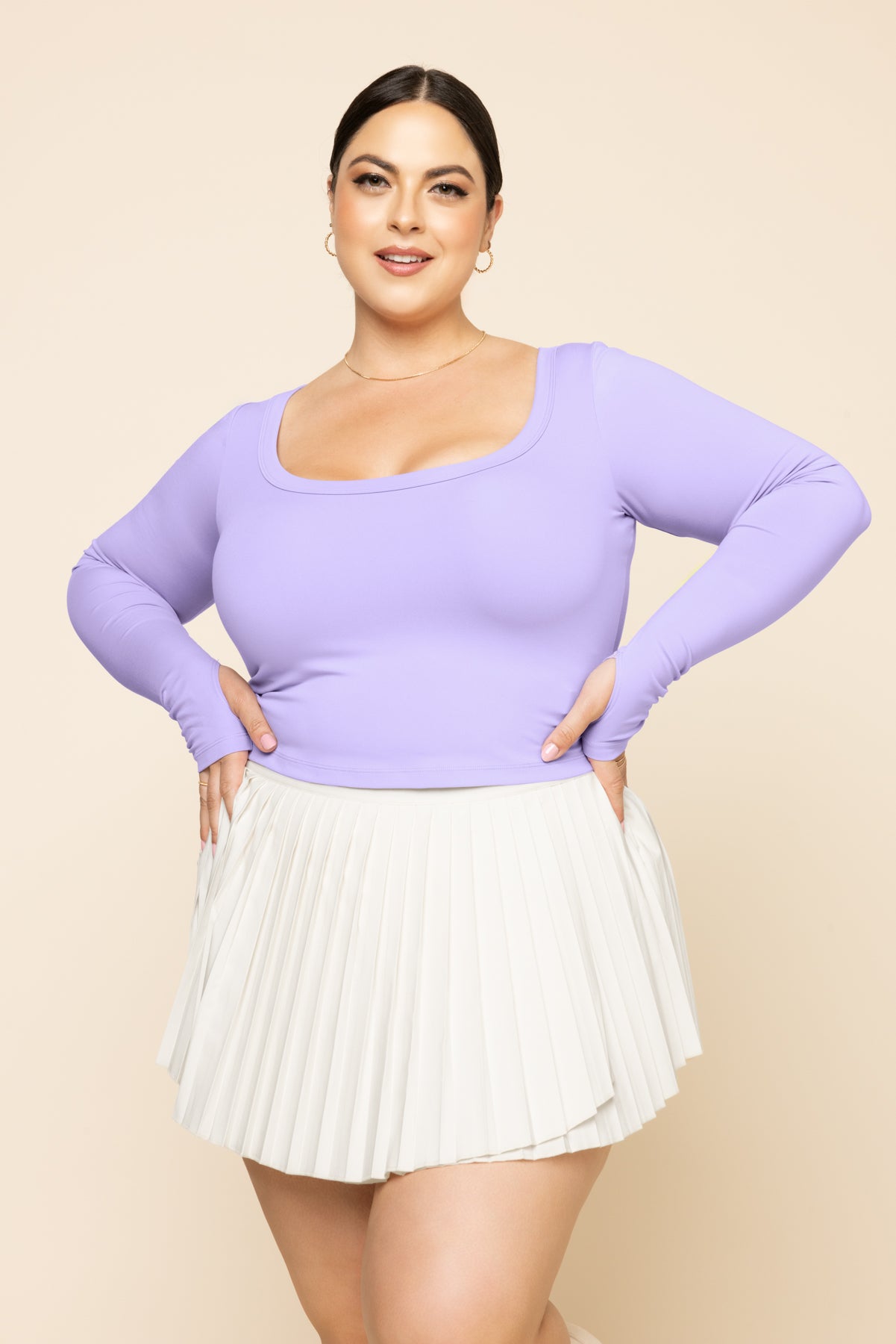 Your Favorite Long Sleeve Reversible Top - Digital Lavender Cheap Pice Store