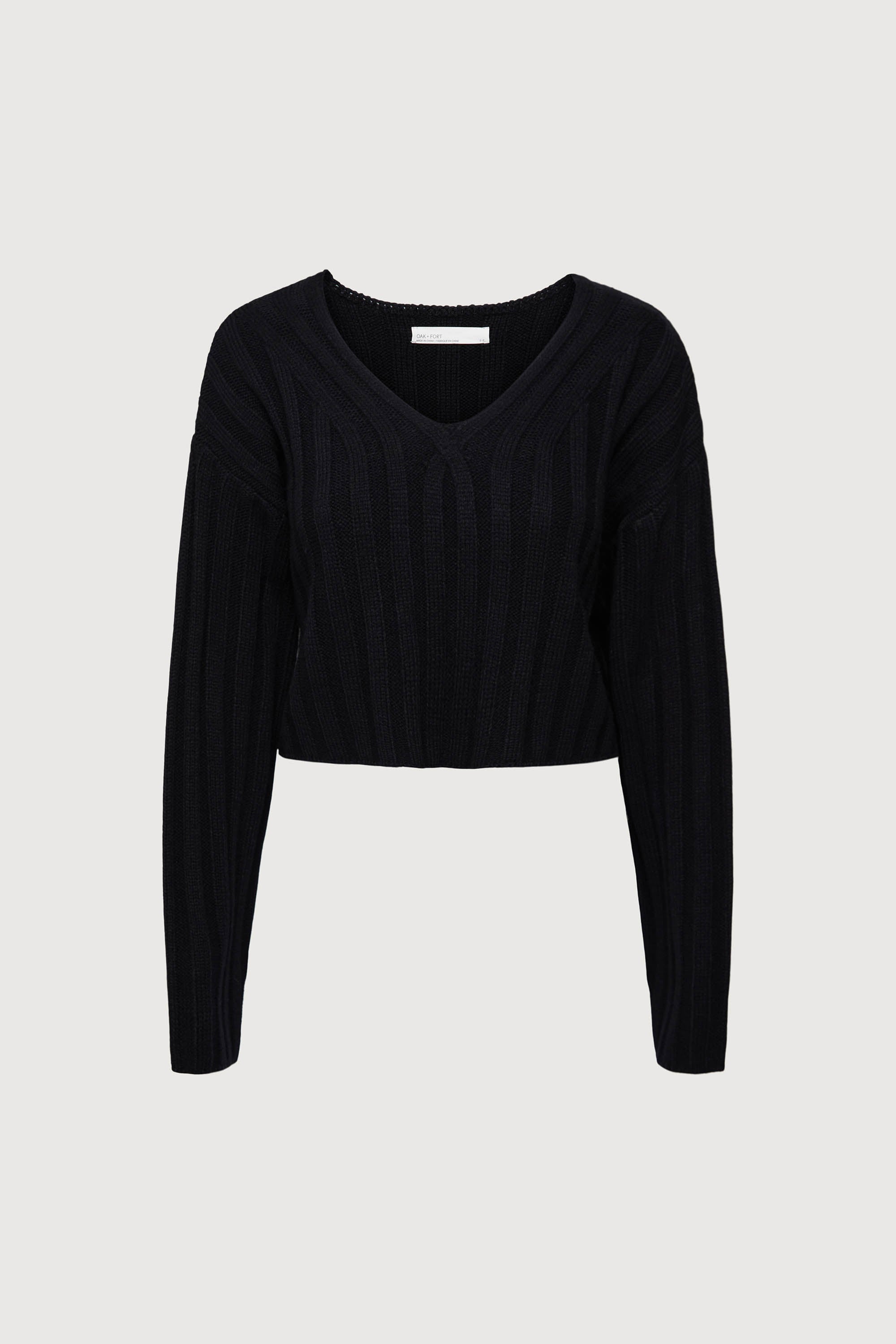 CROPPED RIB-KNIT V-NECK SWEATER For Sale Wholesale Pice