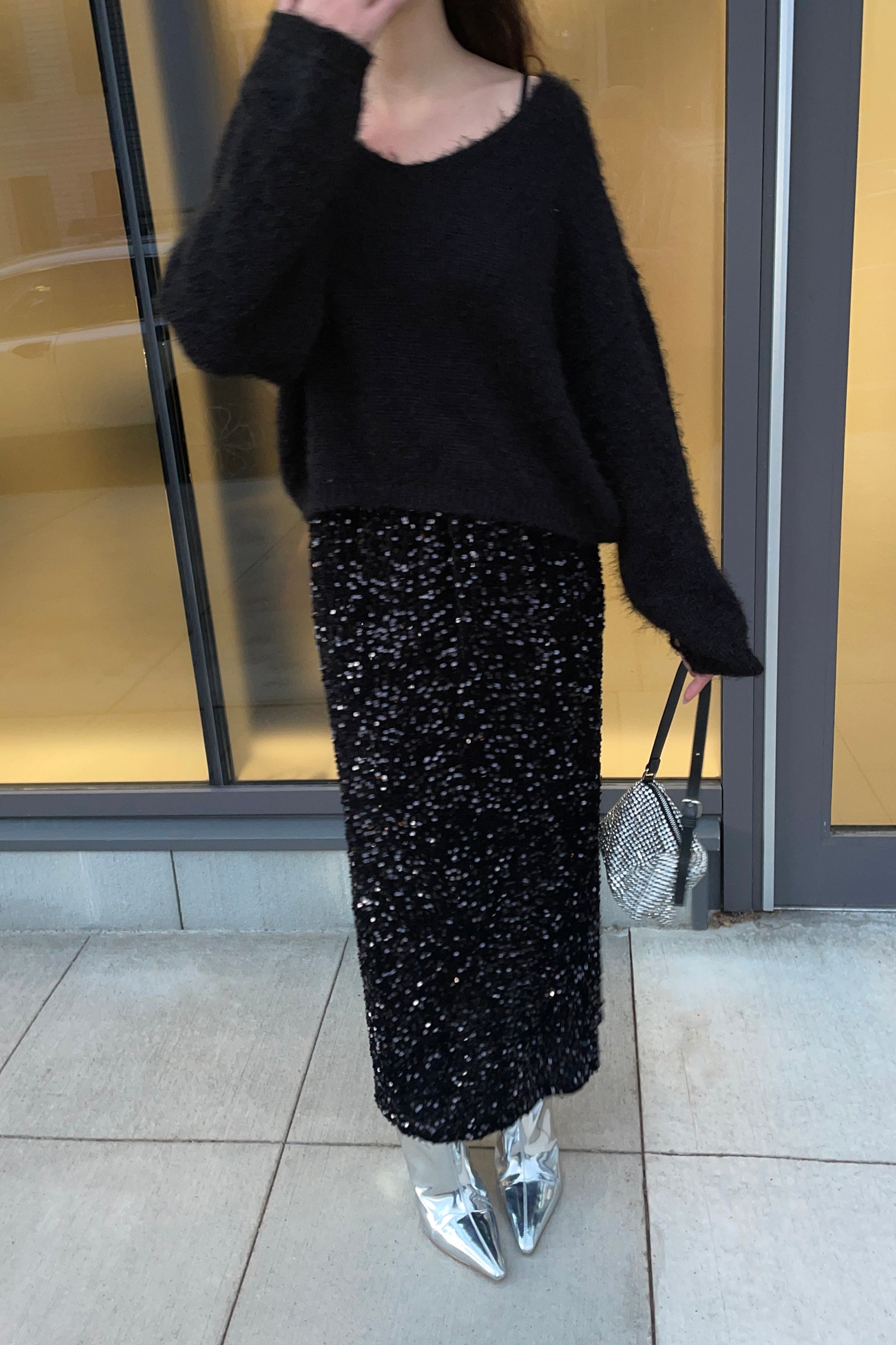 SEQUINED MIDI SKIRT Discount Authentic