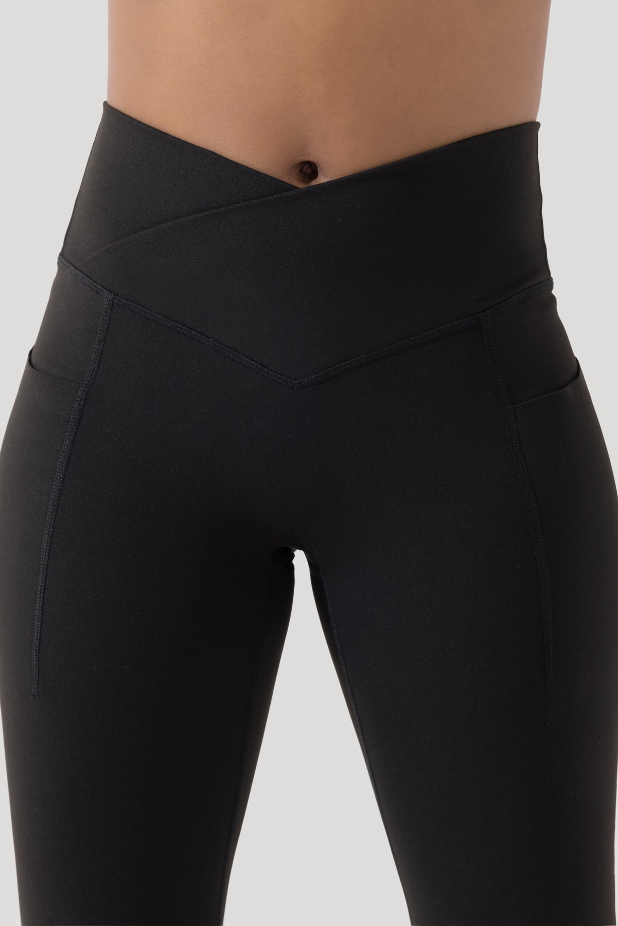 Crisscross Hourglass Flared Leggings with Pockets - Black Buy Cheap Nicekicks