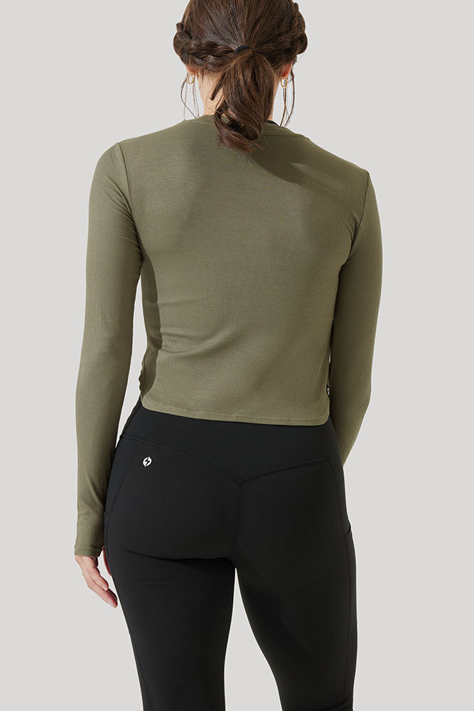 Refine Long Sleeve Top - Dark Olive Free Shipping Cheap Online