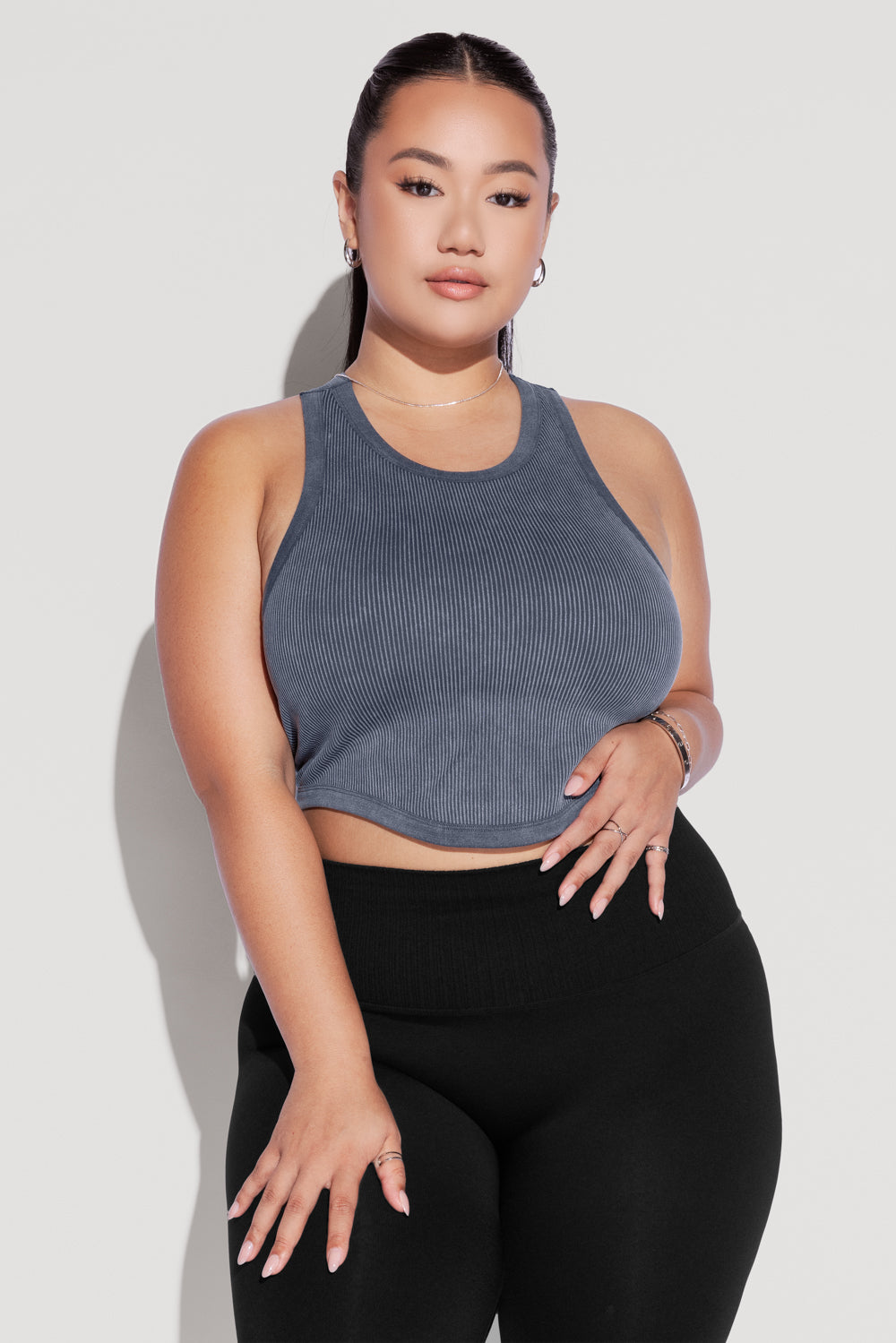 Let's Go Seamless Crop Top - Vintage Indigo Big Discount Cheap Pice