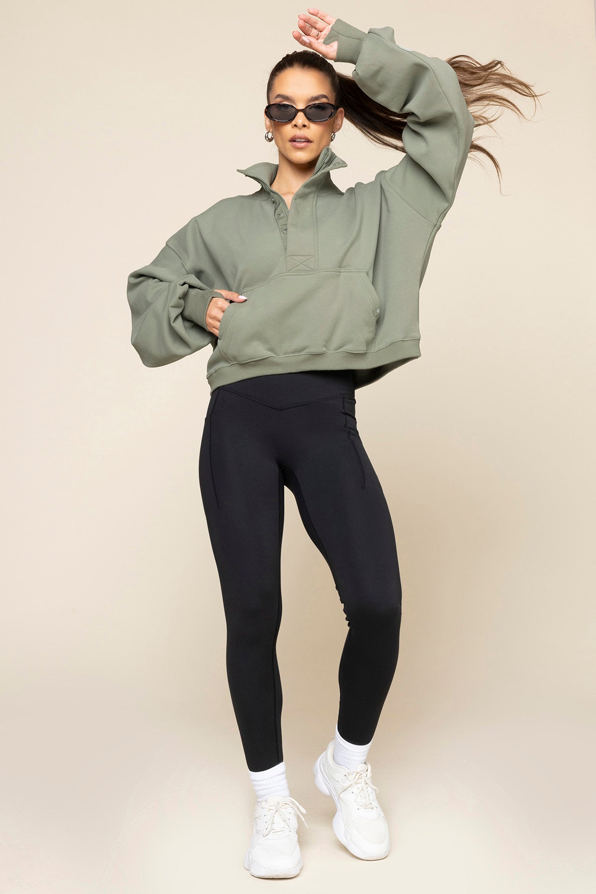 Ooey Gooey Crop Half Zip - Light Sage Buy Cheap Best Store To Get