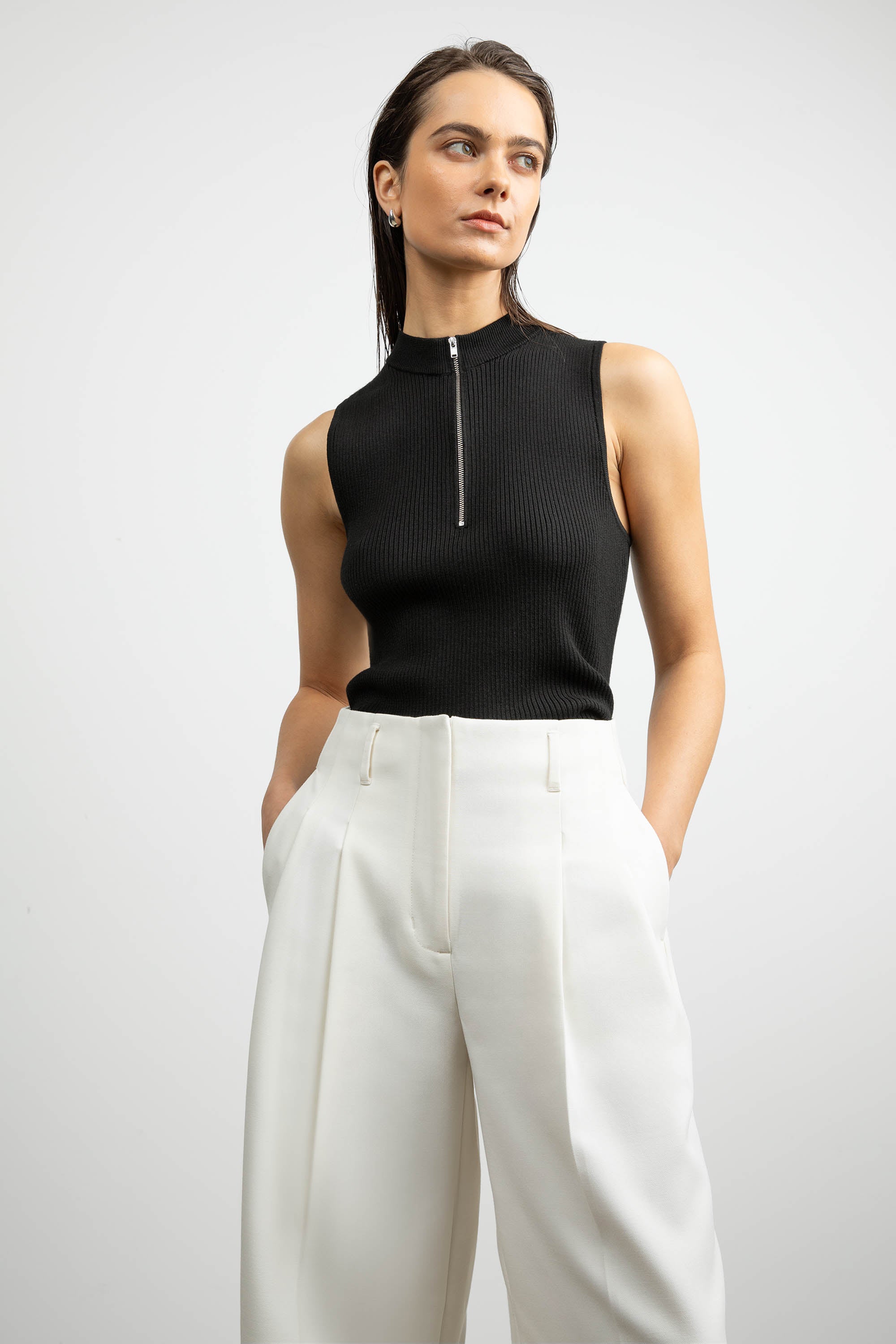 SLEEVELESS MOCKNECK HALF-ZIP SWEATER Top Quality Online