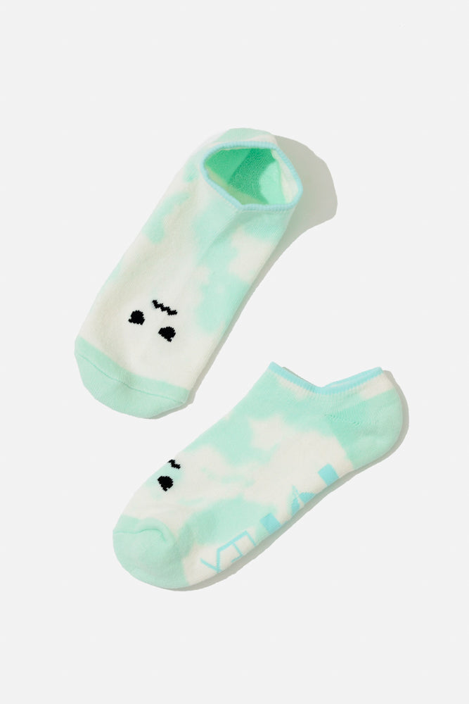 Angry Face Low Rise Socks - Green Tie Dye Discount 2025 Unisex