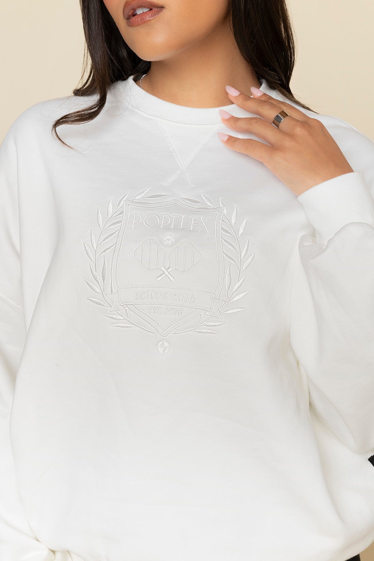 POPFLEX Active Club Cloud Crewneck Sweater - White Store Sale Online