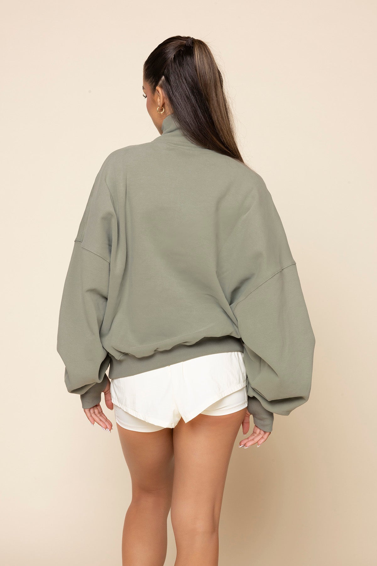 Ooey Gooey Half Zip Sweater - Light Sage Sale Top Quality