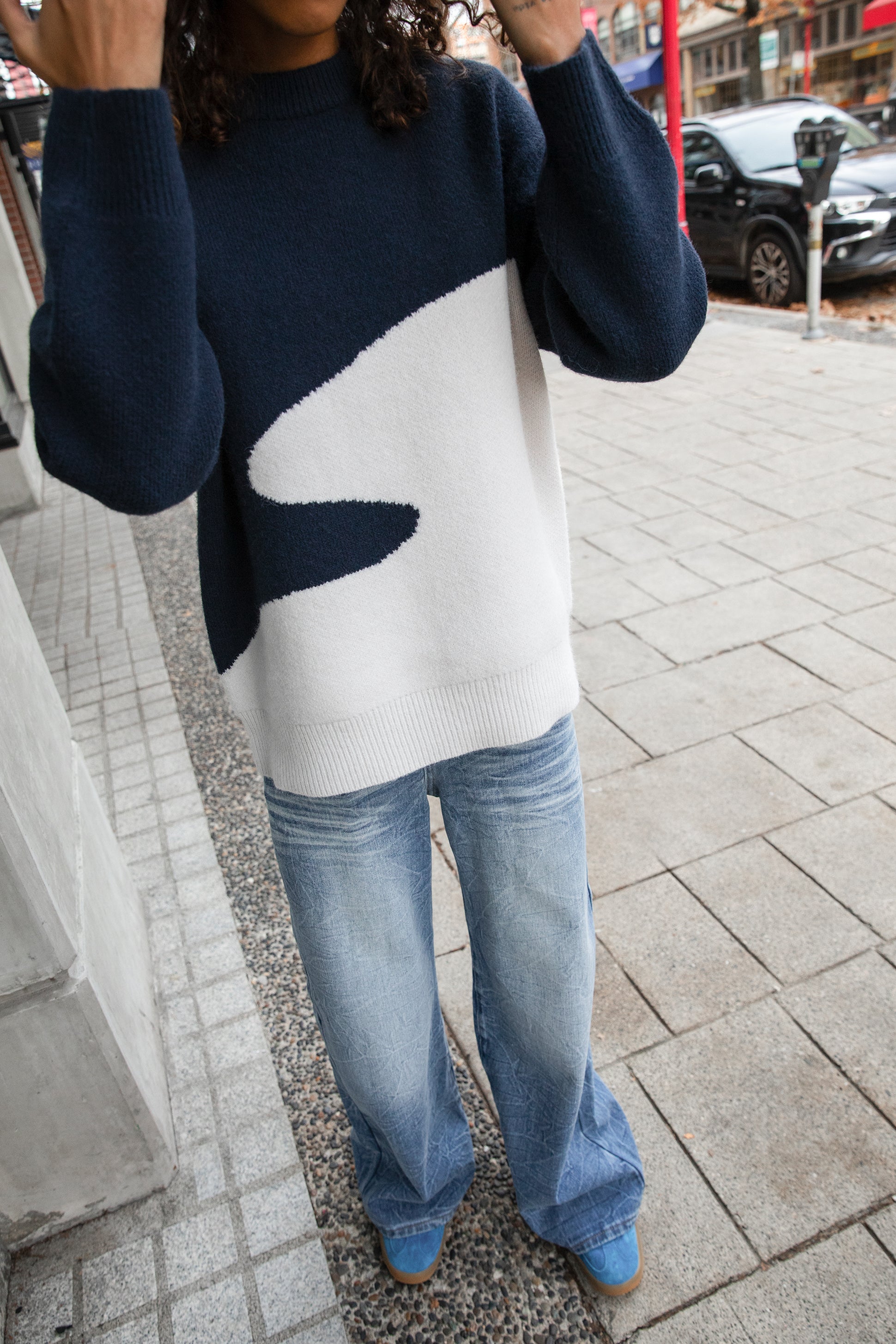 OVERSIZED INTARSIA KNIT SWEATER Discount Outlet Locations