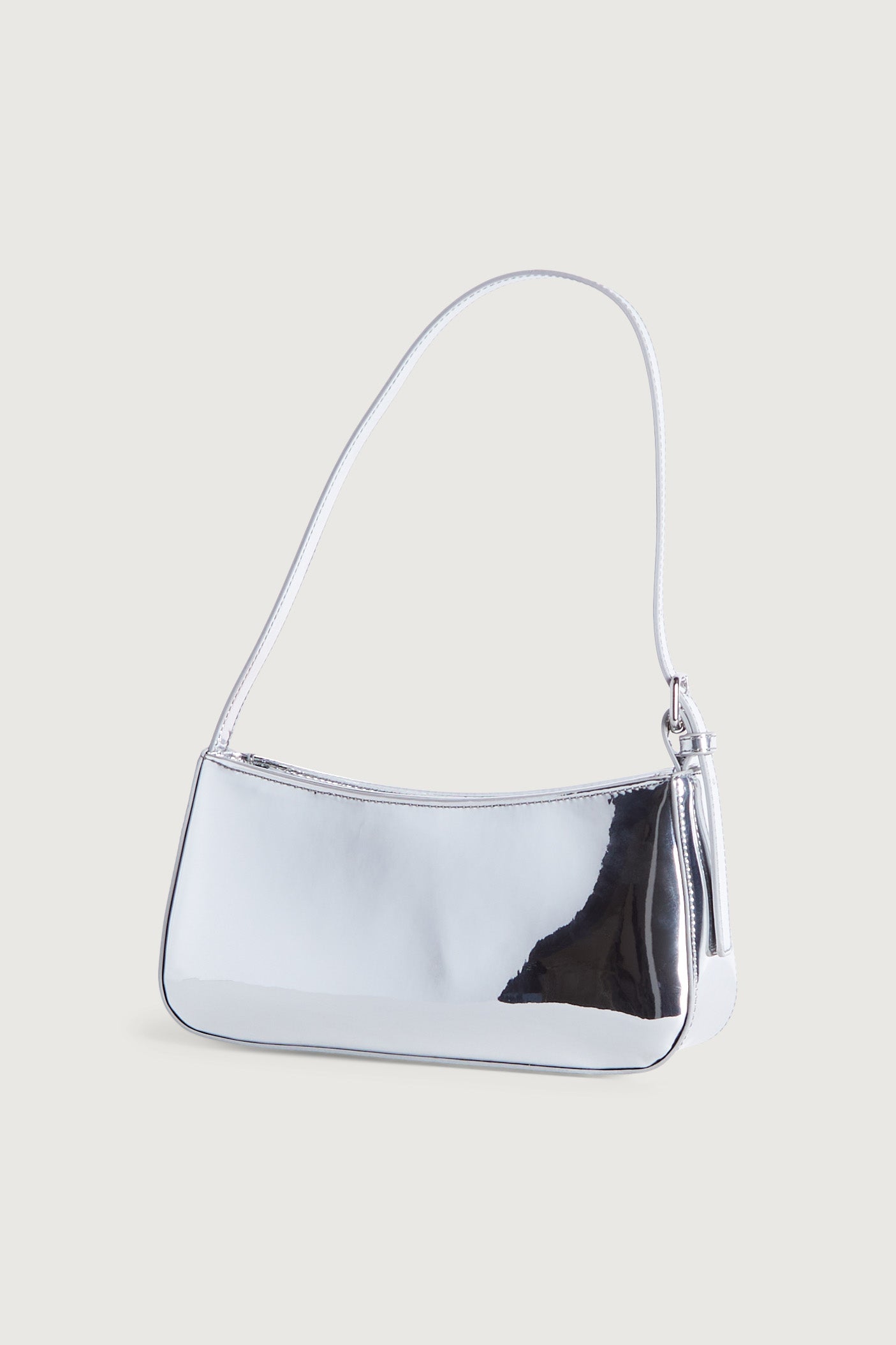 SILVER VINYL SHOULDER BAG Clearance Exclusive