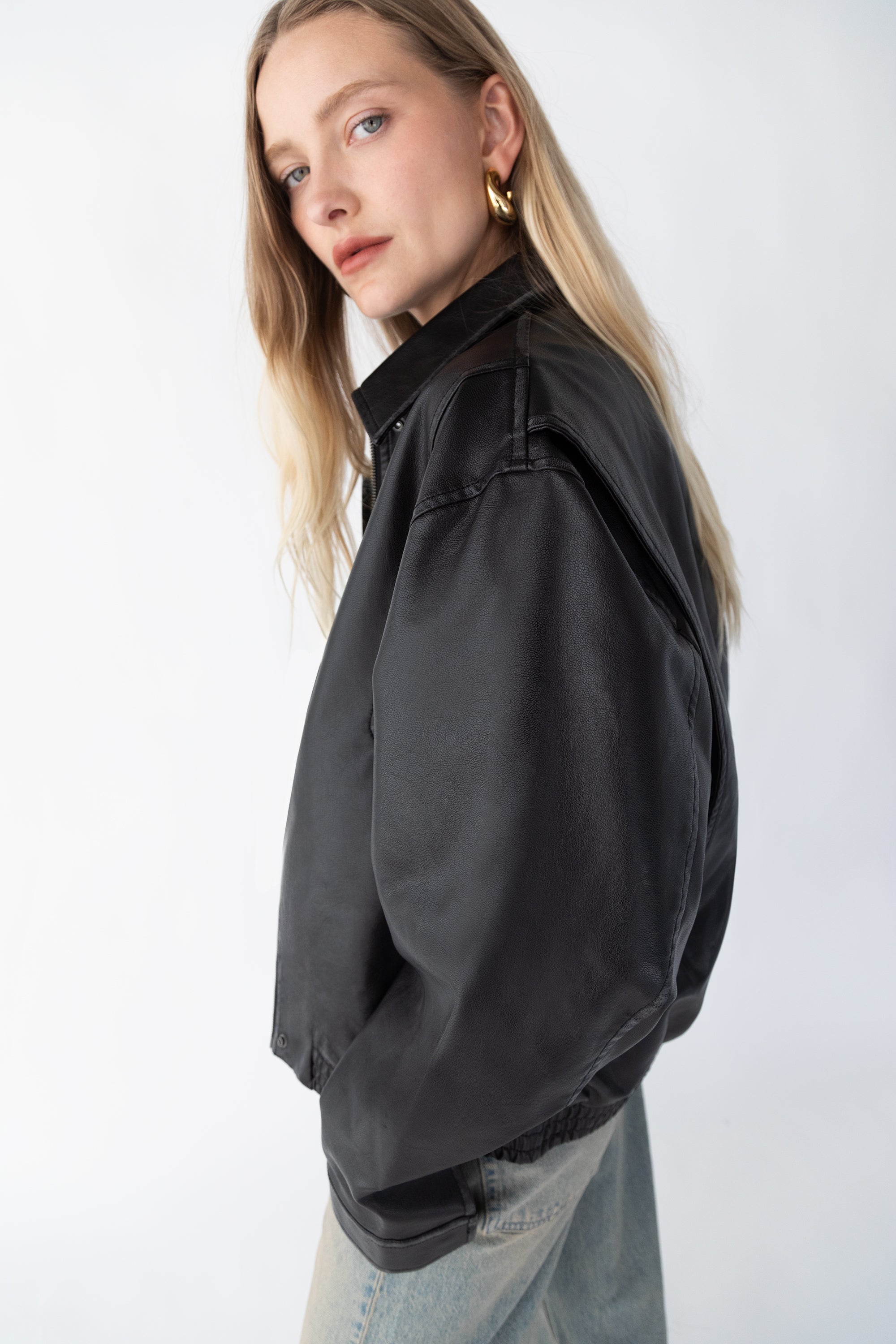 VINTAGE INSPIRED VEGAN LEATHER BOMBER JACKET Genuine Sale Online