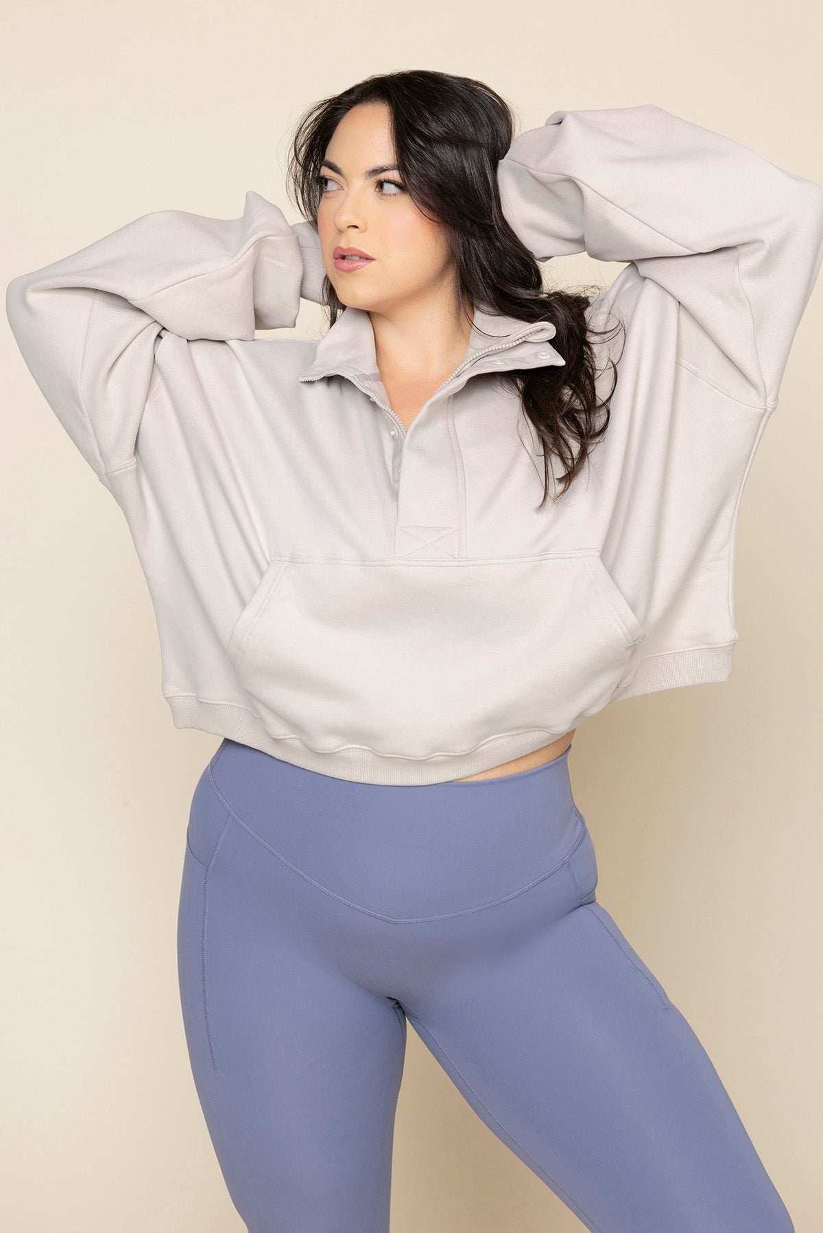 Ooey Gooey Crop Half Zip - Silver Birch Cheap Sale Genuine