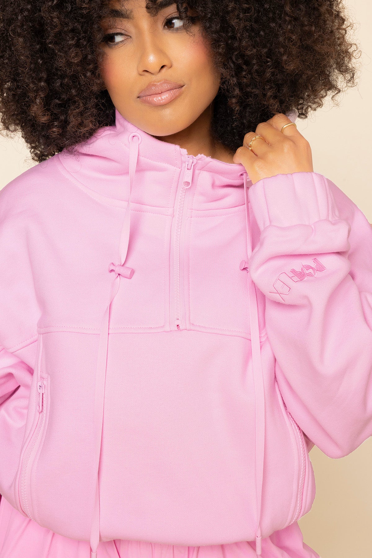 Half Zip Warm Up Hoodie - Perfect Pink Get Authentic Cheap Online