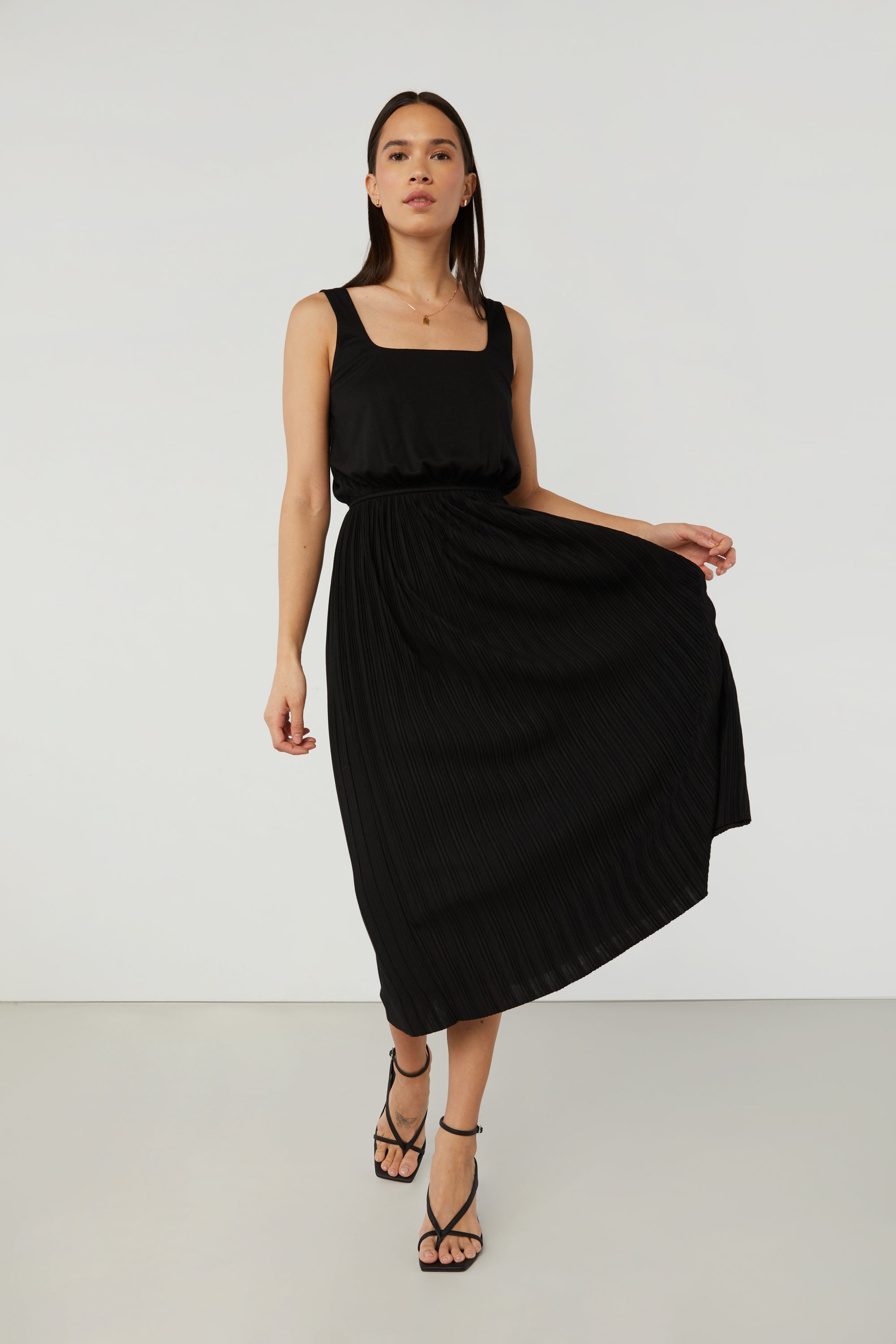 PLEATED MIDI DRESS 100% Original Cheap Pice