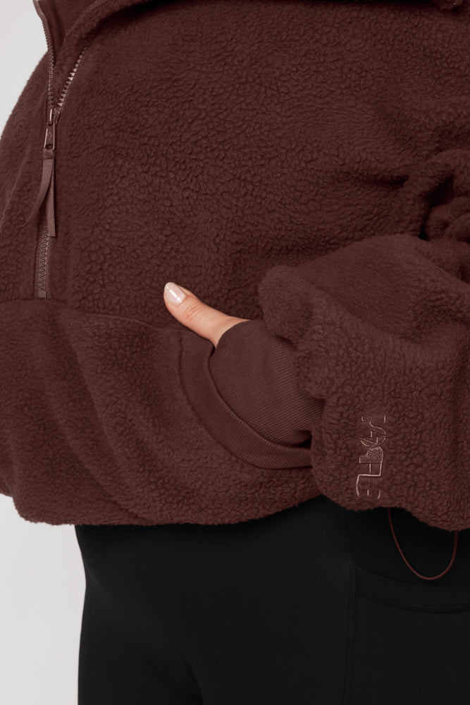 Big Hug Fleece Half Zip Sweater - Chocolate Clearance Buy