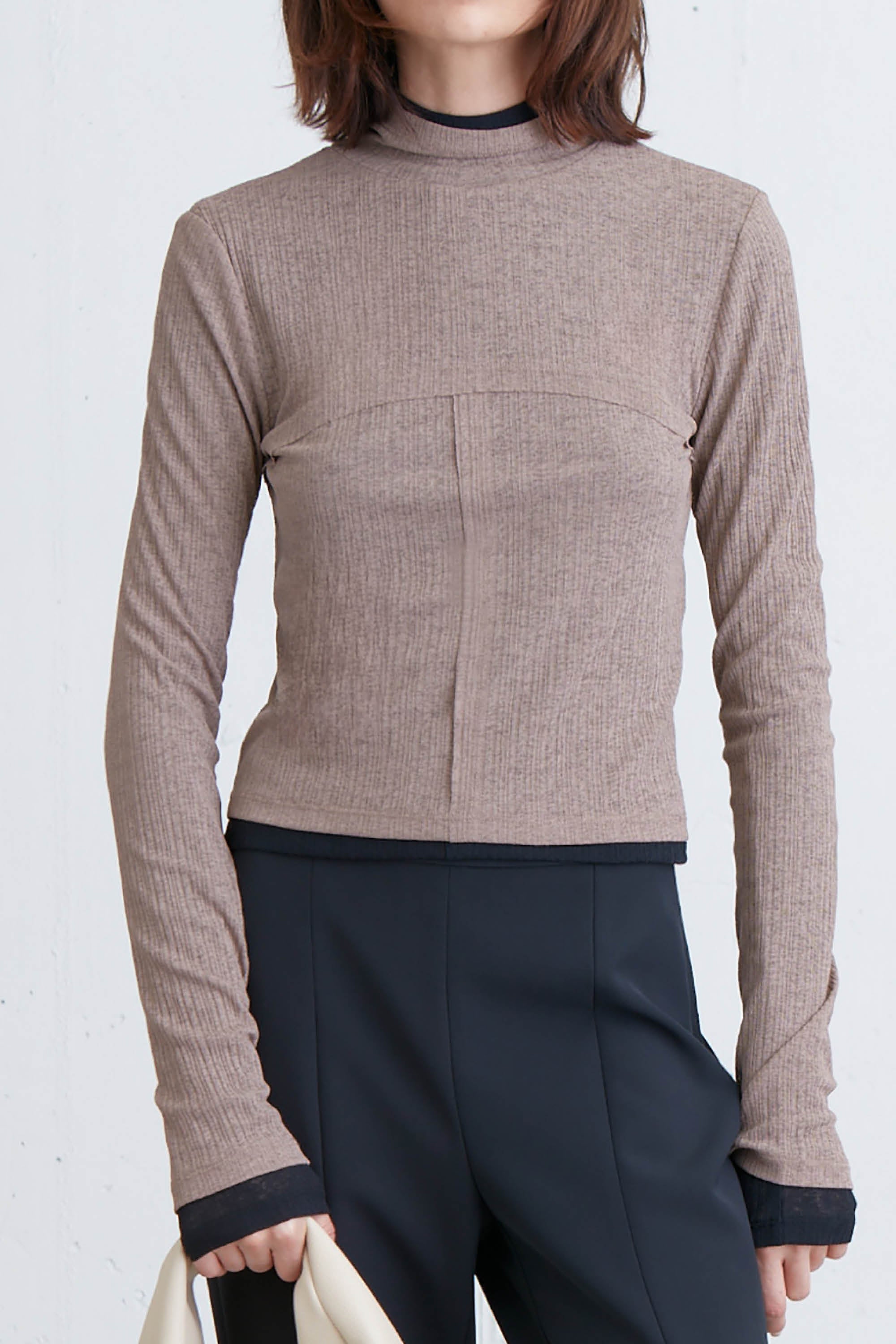 MOCKNECK TOP WITH SEAM DETAILS Cheap 100% Original