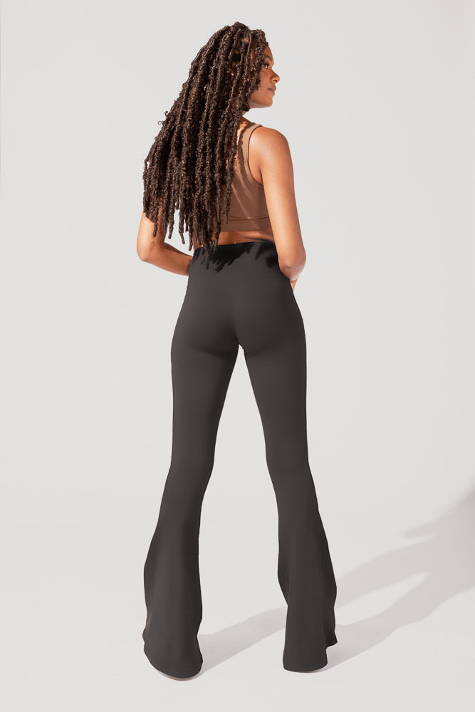 Crisscross Hourglass Bell Bottom with Pockets - Black Clearance Low Pice Fee Shipping