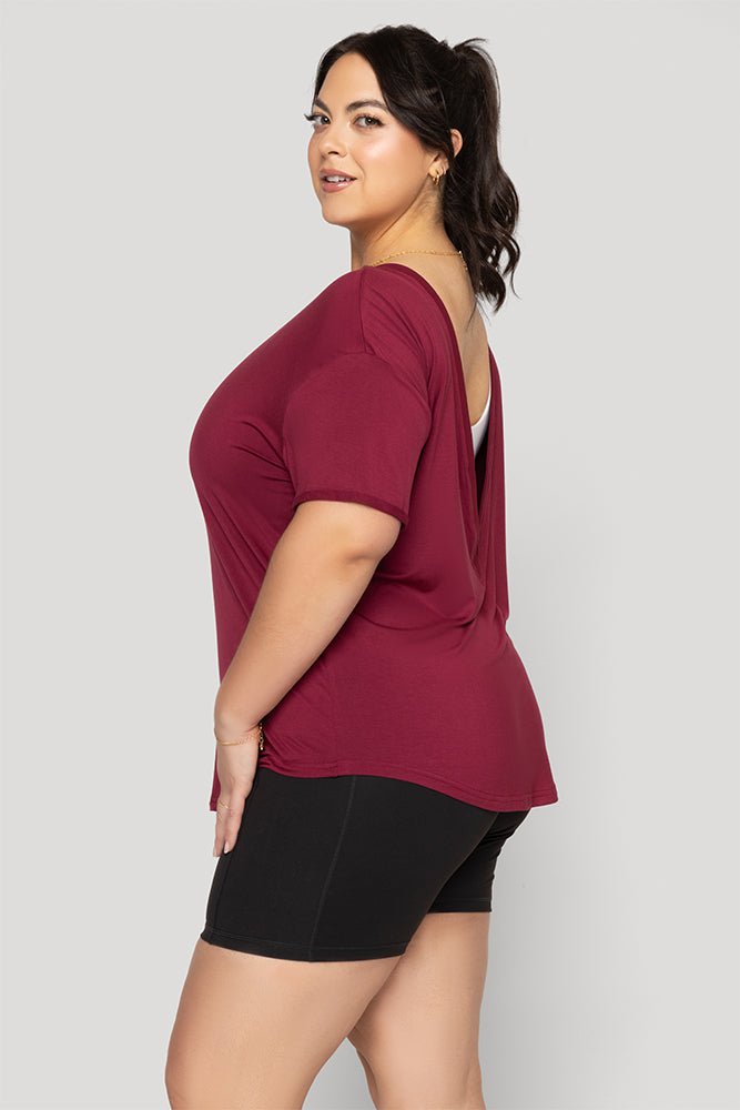 Reversible Deep V Tee - Sangria Online Online Cheap Pice