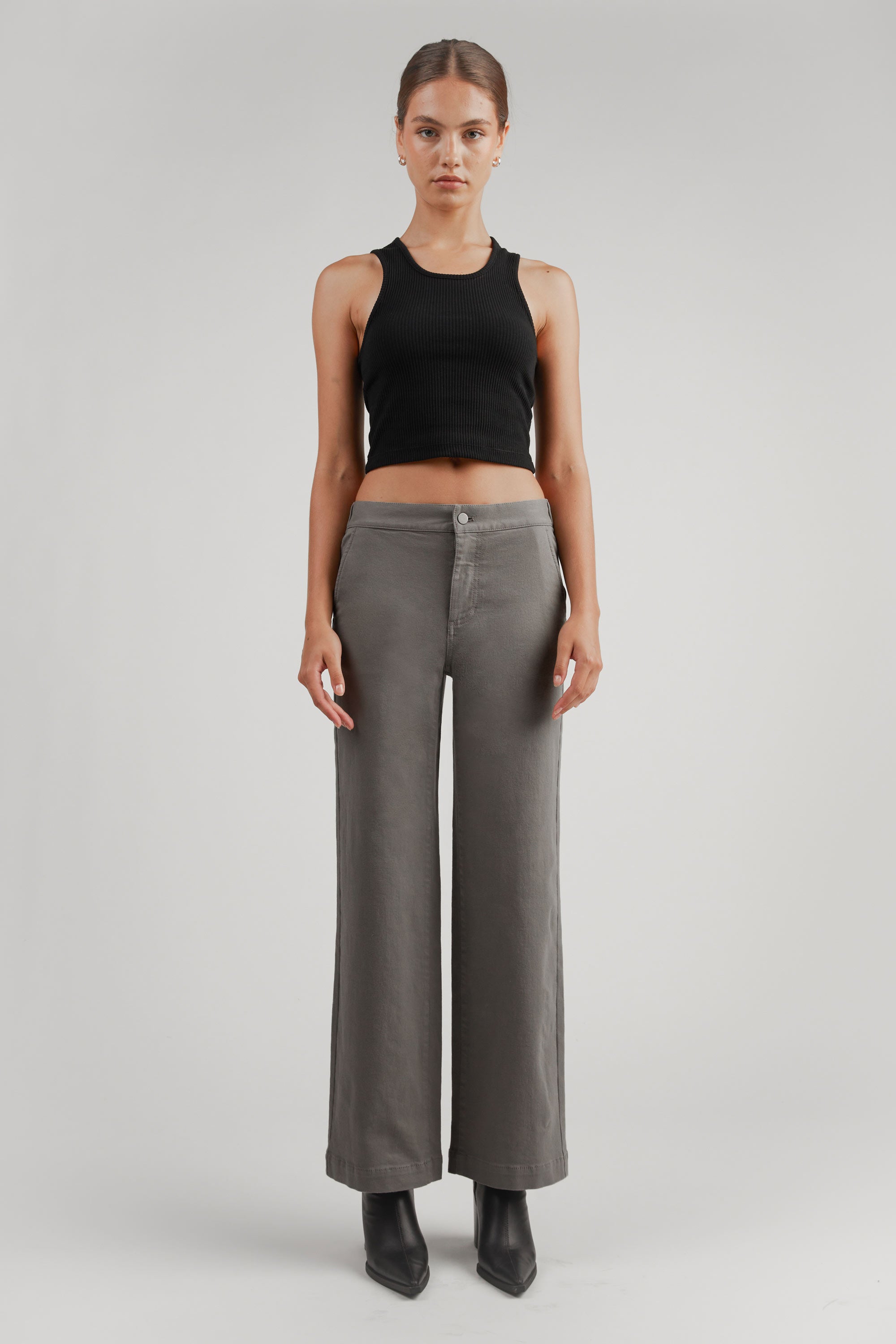 LONG LENGTH TWILL WIDE LEG PANT Supply Cheap Pice