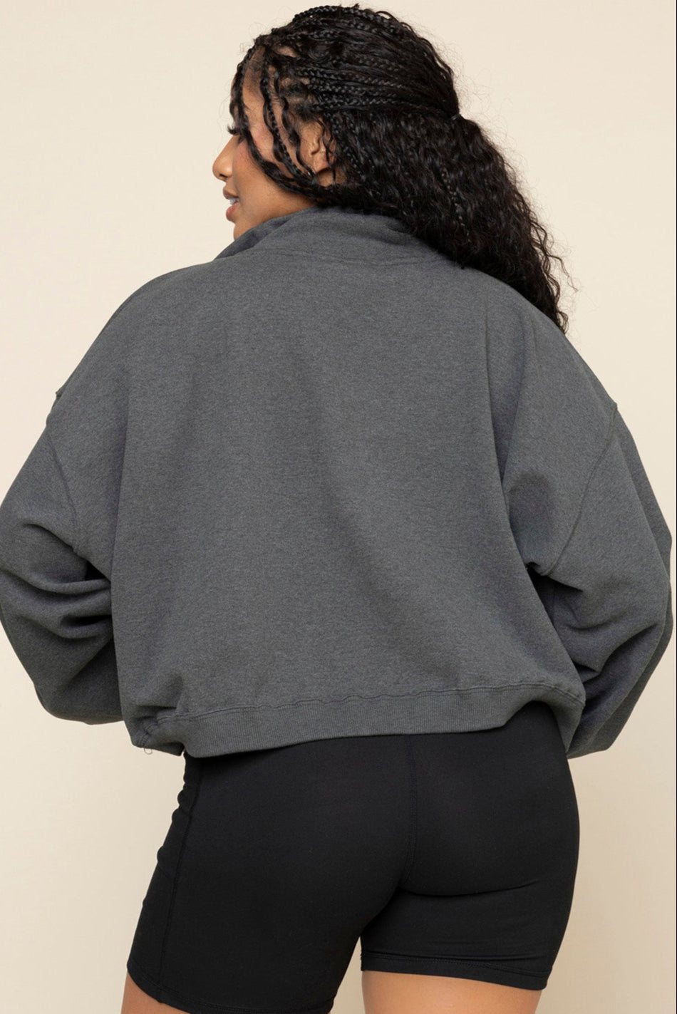 Ooey Gooey Crop Half Zip - Charcoal Heather Pay With Paypal Cheap Online