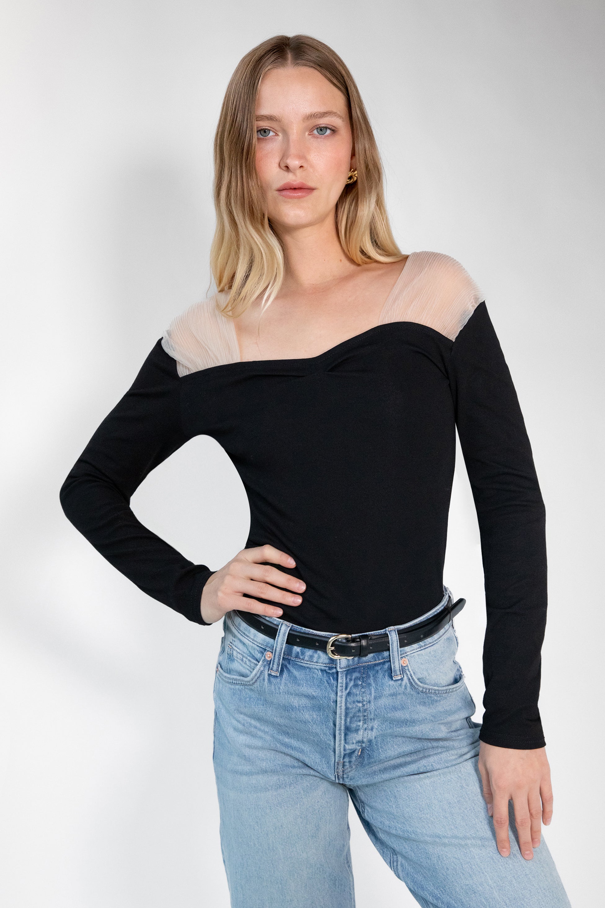 SHEER SHOULDER TOP Discount Ebay