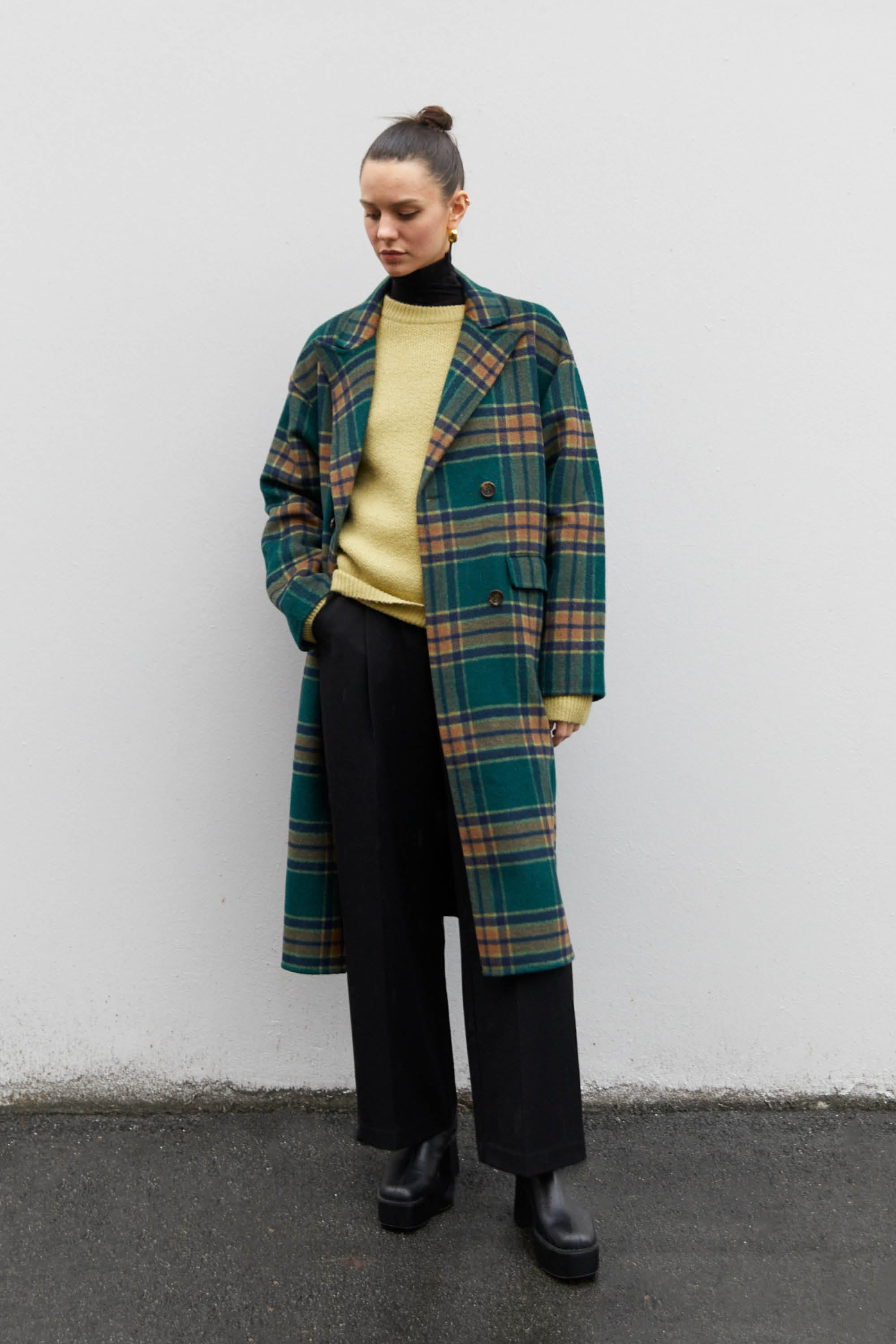 OVERSIZED PLAID WOOL BLEND COAT Cheap Best Store To Get