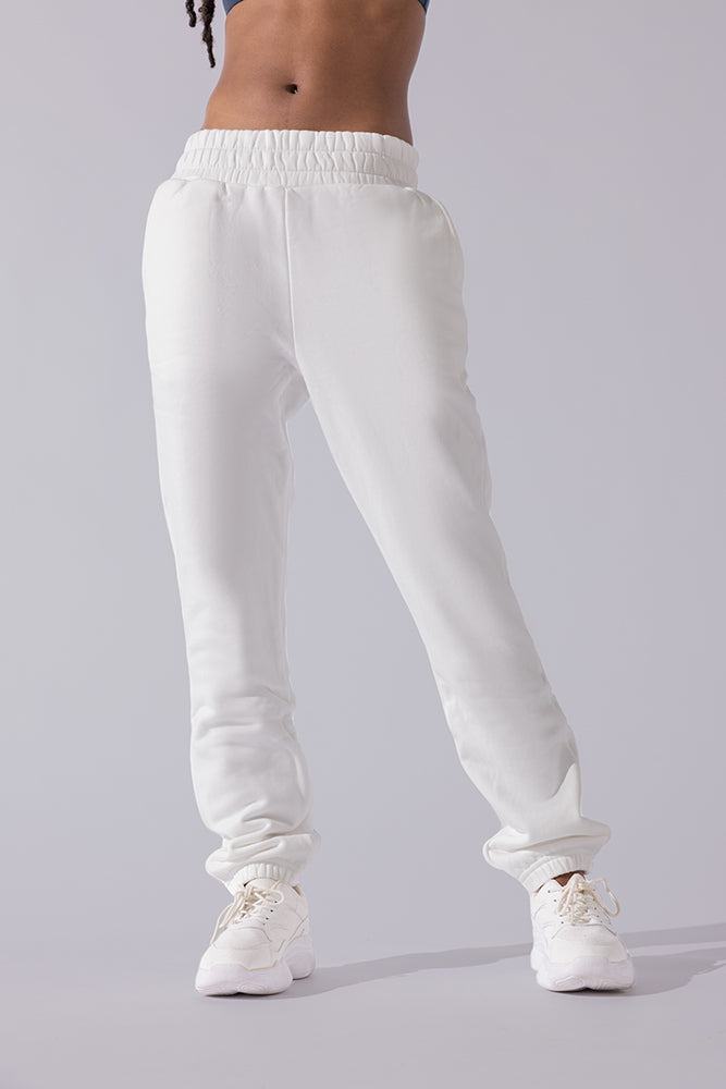 Cloud Rollover Sweatpant - White Low Pice Sale Online