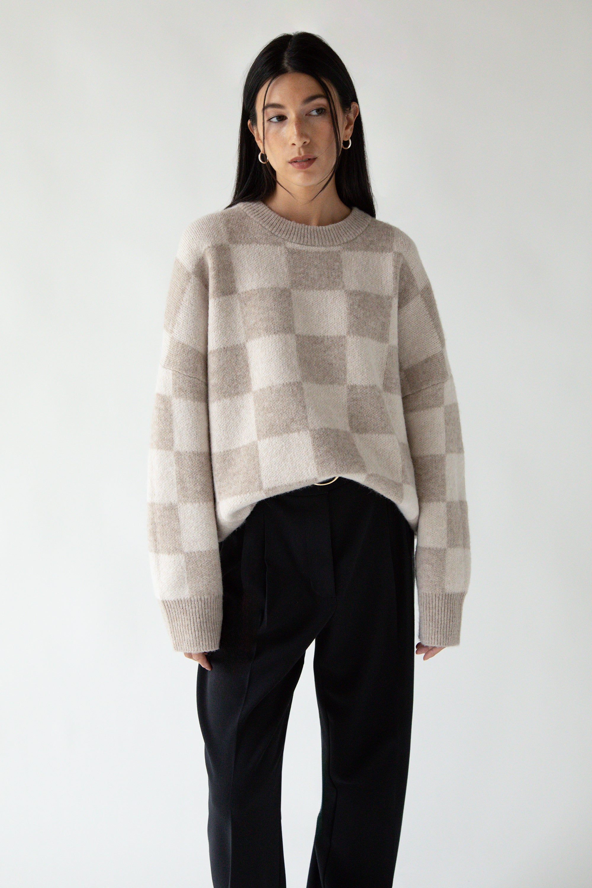 CHECKERED CREWNECK SWEATER Cheap Online Store