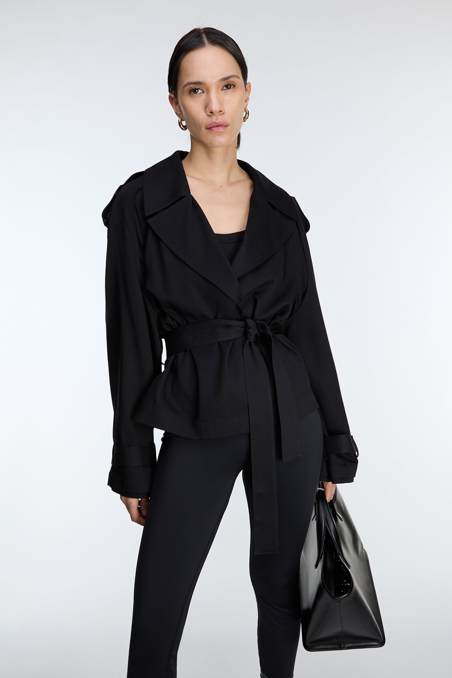 CROPPED FLOWY TRENCH COAT Visa Payment