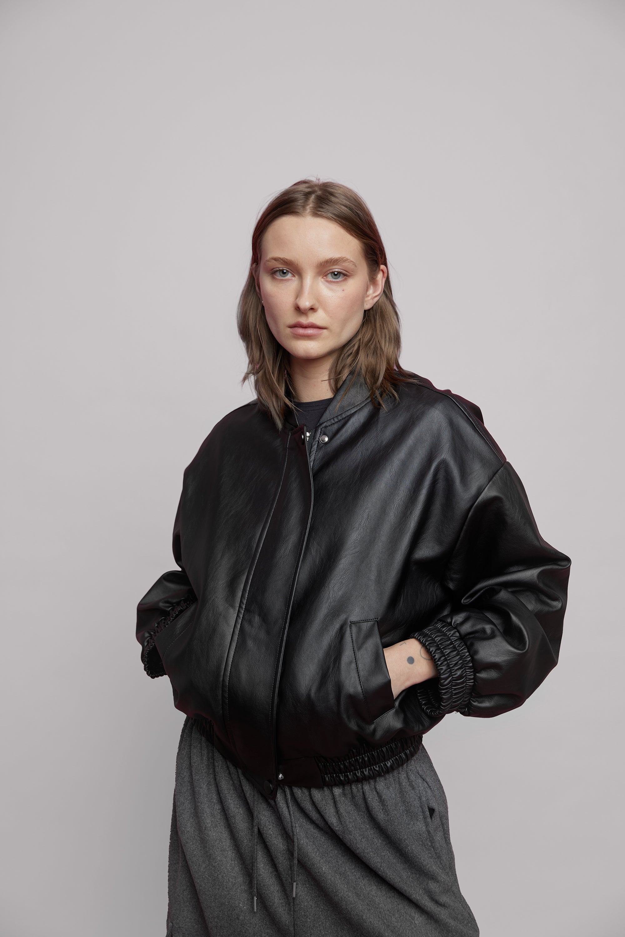 OVERSIZED VEGAN LEATHER BOMBER Low Pice Cheap Online