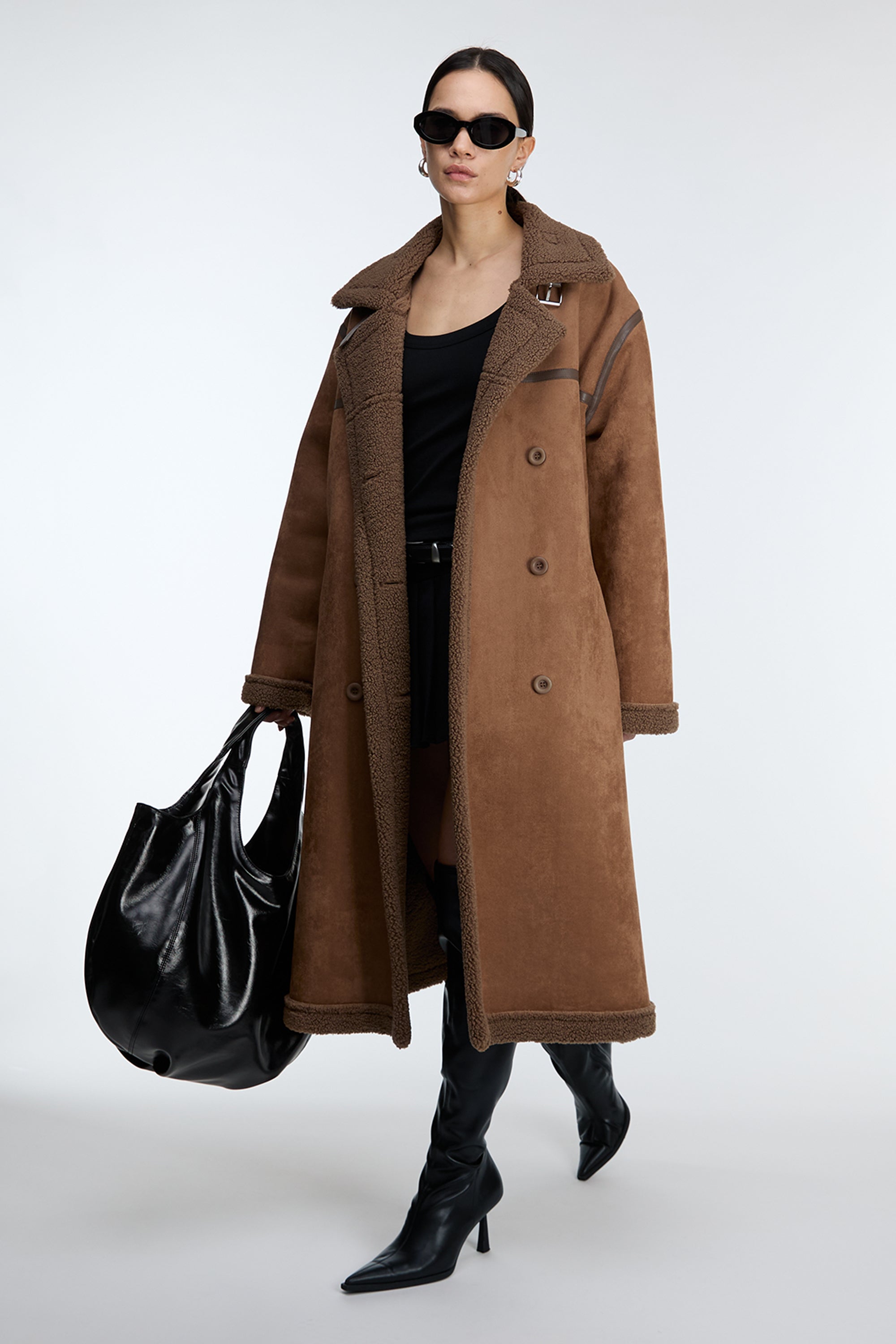 LONG VEGAN SUEDE COAT Discount Low Shipping Fee