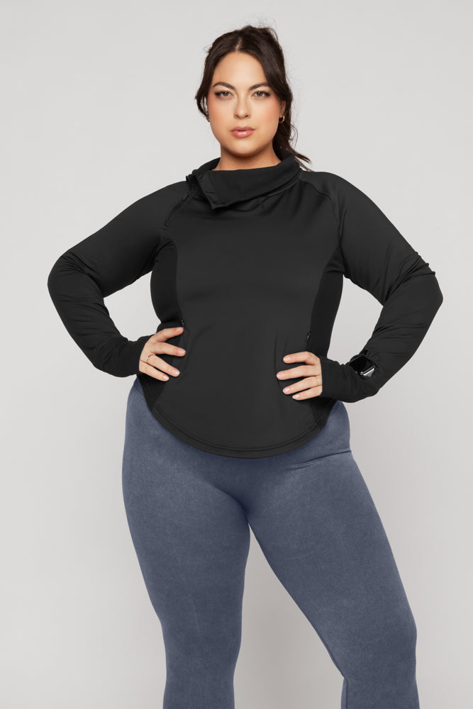 Chasing Pavements Mockneck Pullover - Black Inexpensive