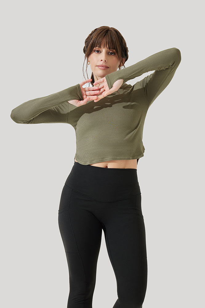 Refine Long Sleeve Top - Dark Olive Free Shipping Cheap Online