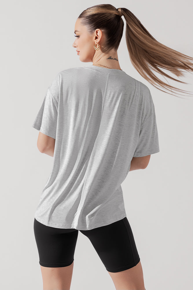 Daring Deep V Tee - Heather Grey Sale Good Selling