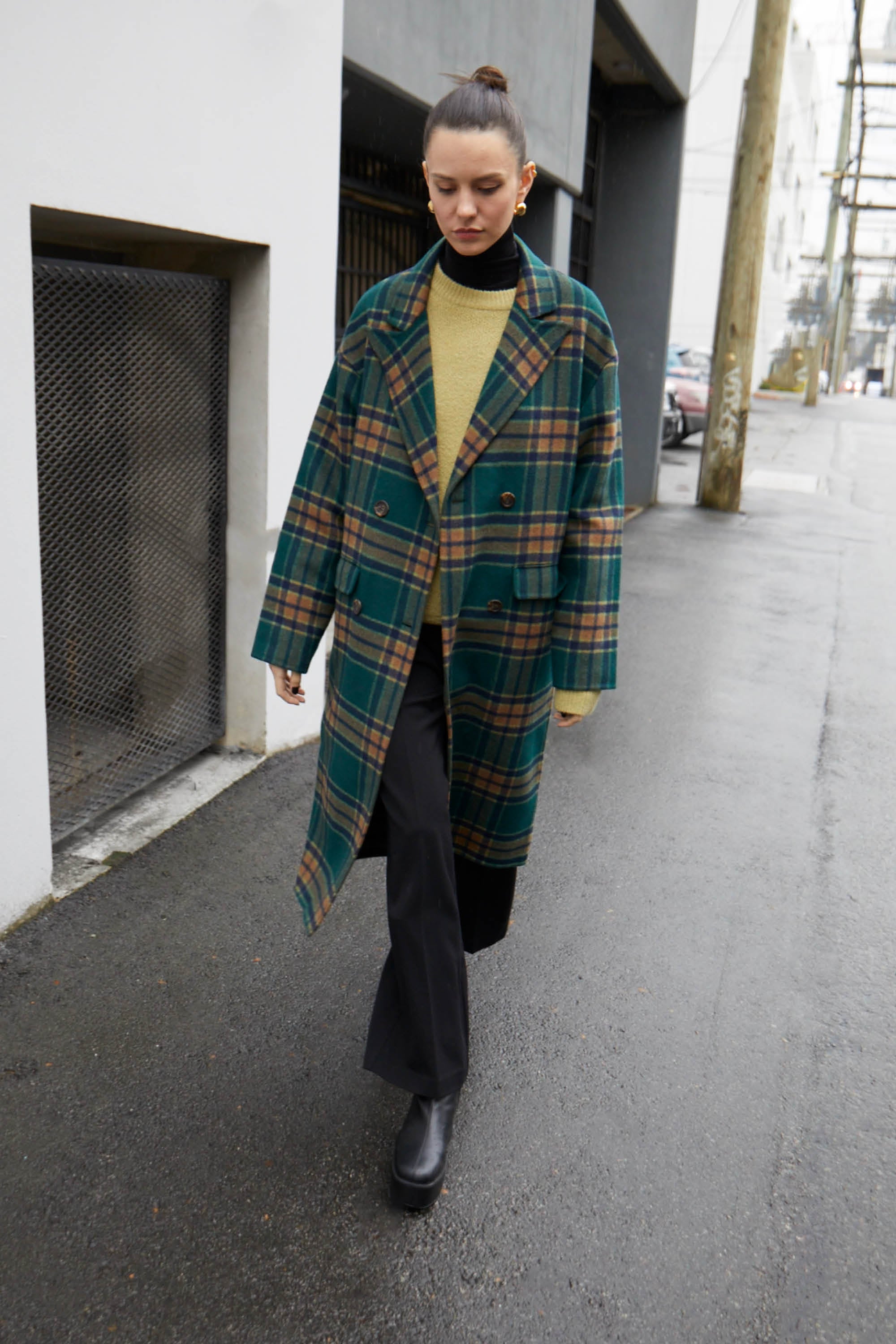 OVERSIZED PLAID WOOL BLEND COAT Cheap Best Store To Get