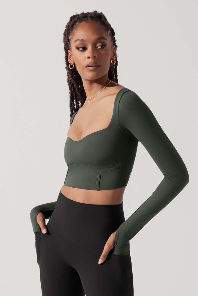 Sweetheart Long Sleeve Crop Top - Forestwood Cheap Online