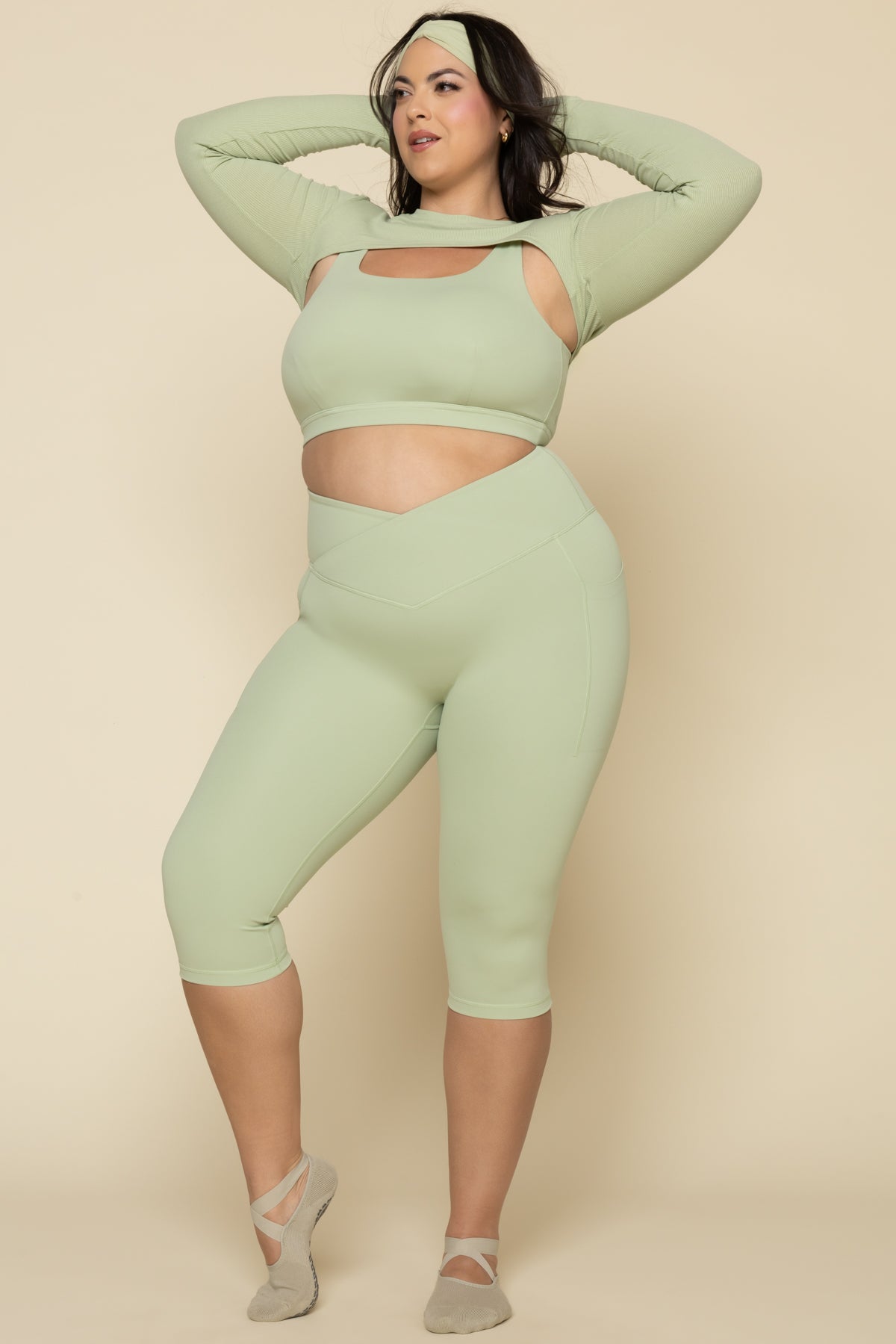 Crisscross Hourglass Capri - Pistachio Clearance Huge Surprise