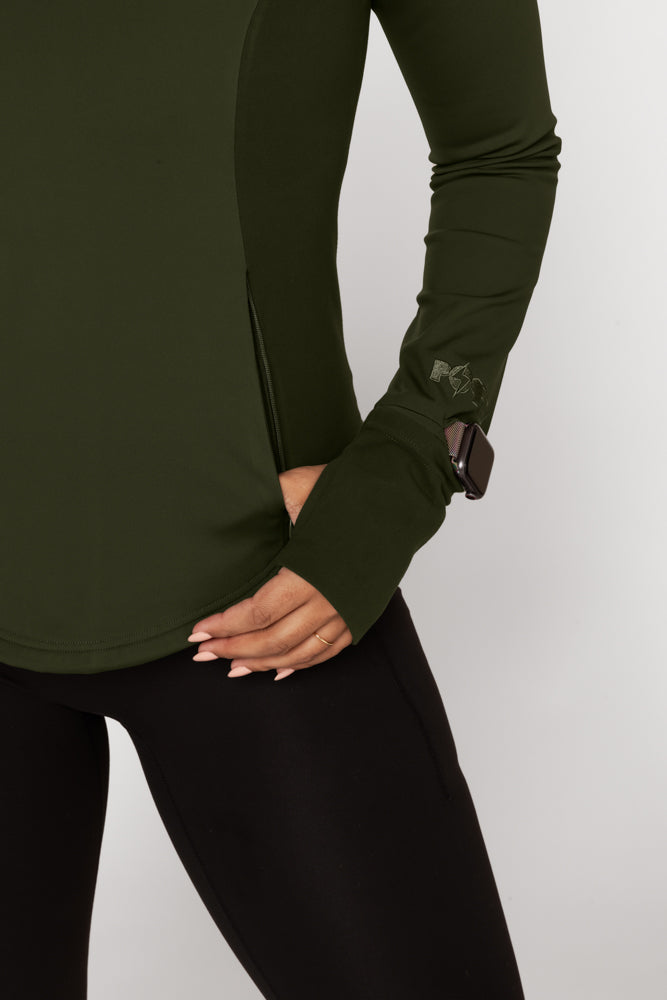 Chasing Pavements Mockneck Pullover - Evergreen For Sale Top Quality