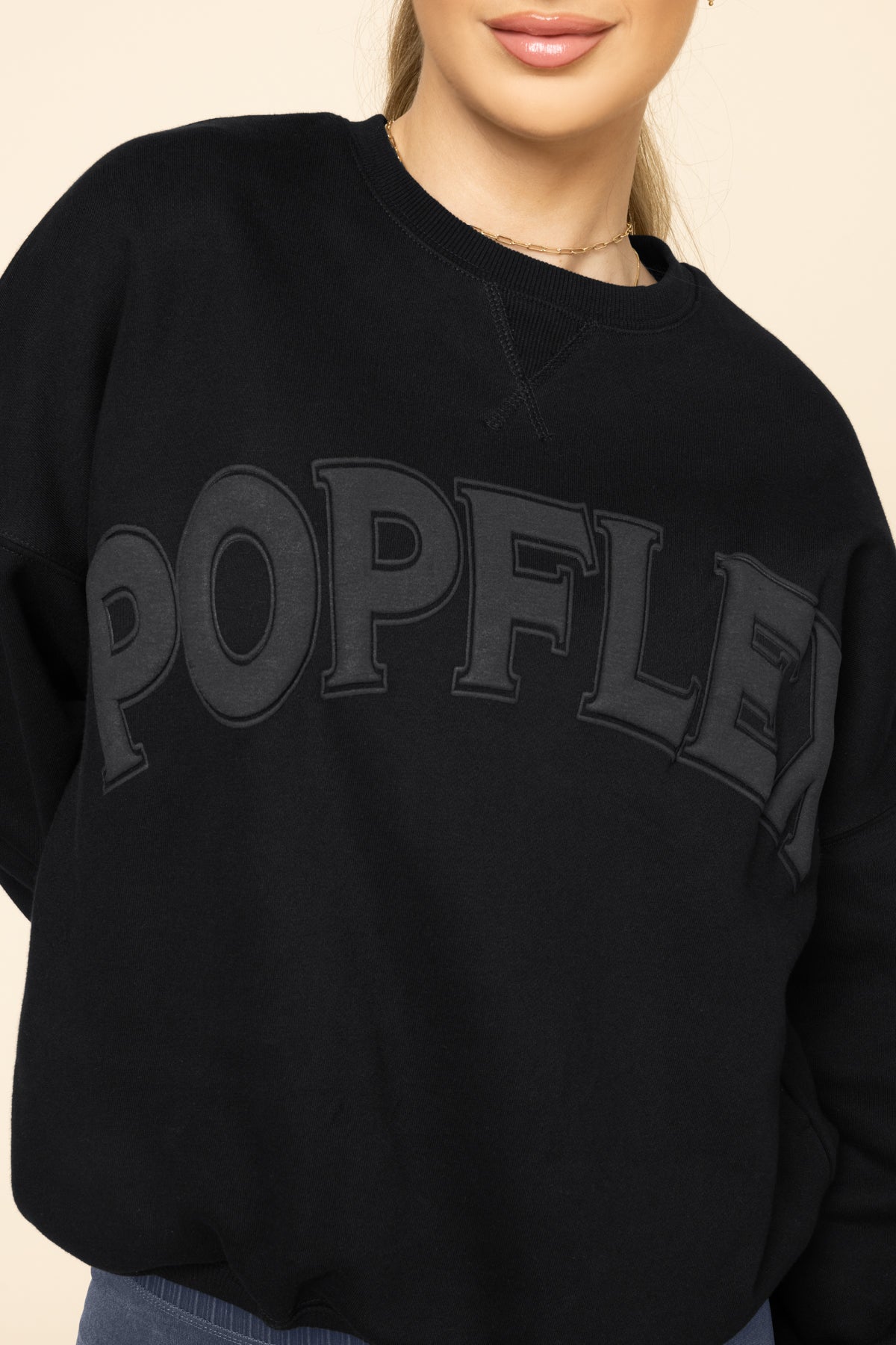 POPFLEX Cloud Crewneck Sweater - Black Clearance Best Seller