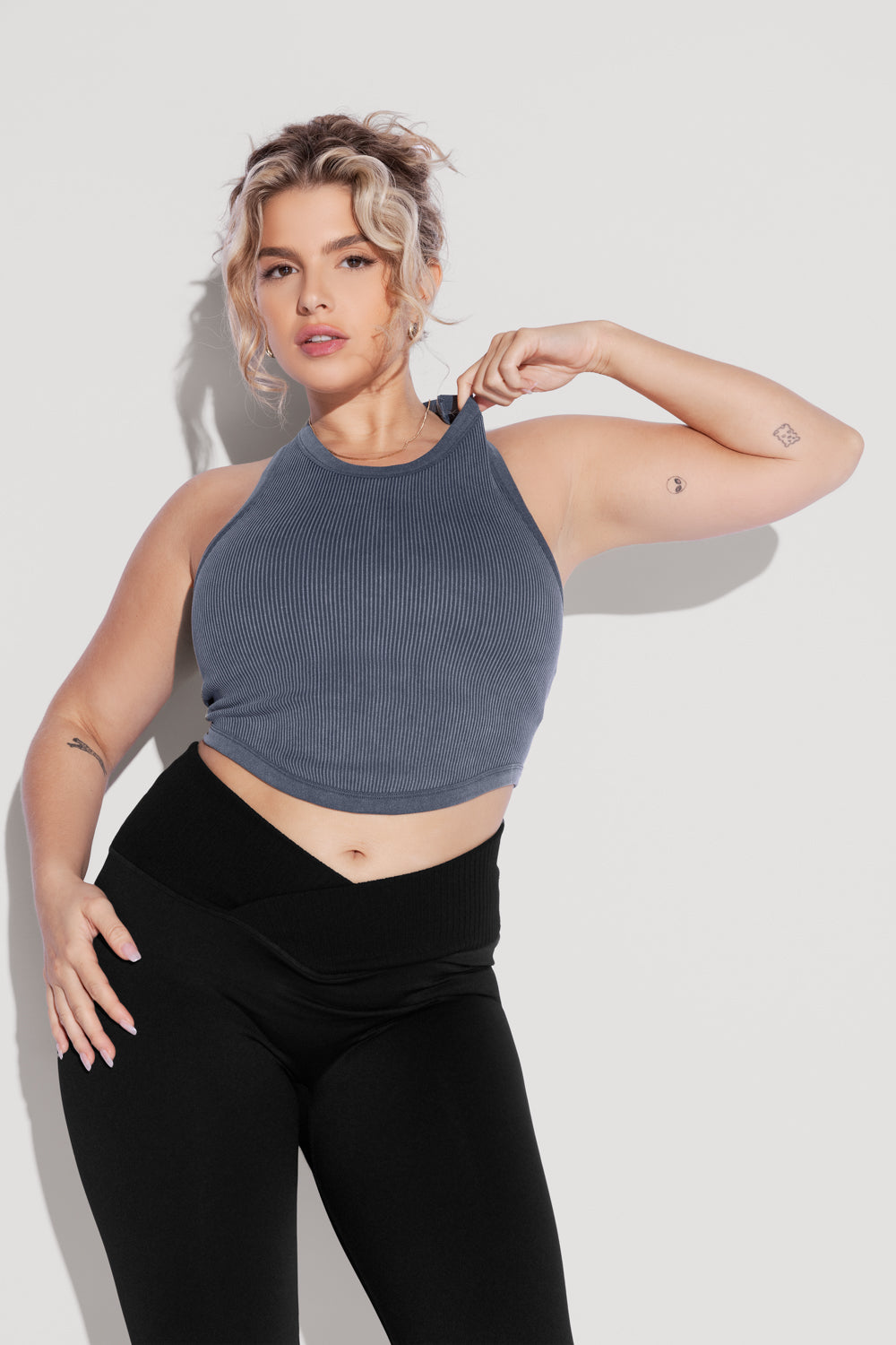 Let's Go Seamless Crop Top - Vintage Indigo Big Discount Cheap Pice