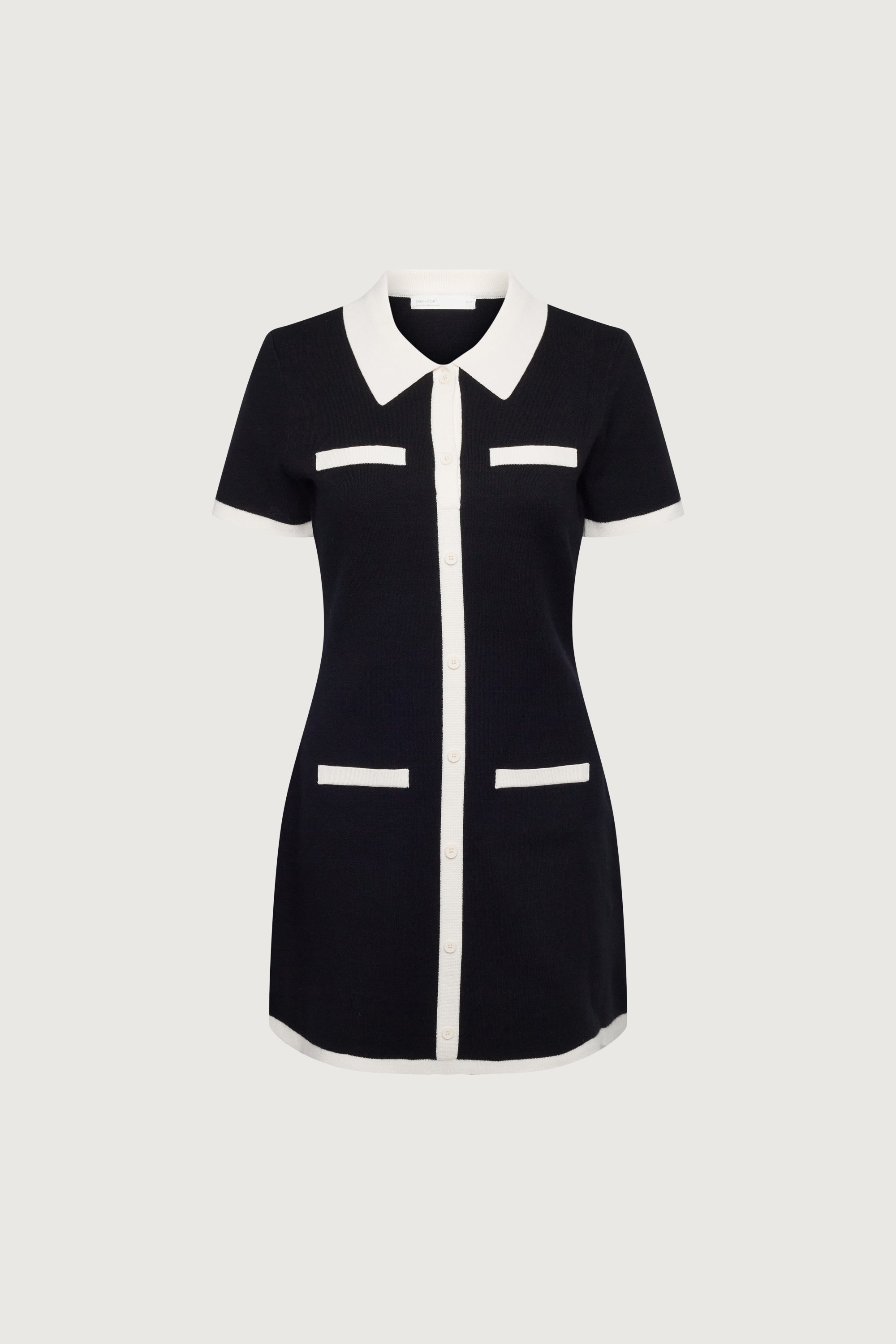 COLLARED CONTRAST TRIM KNIT MINI DRESS Cheapest Pice