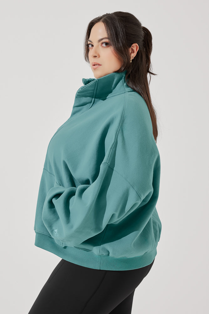 Ooey Gooey Half Zip Sweater - Turquoise Cheap Official